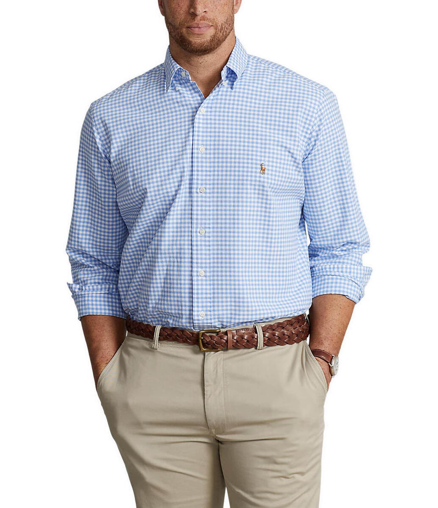 Polo Ralph Lauren Big & Tall Gingham Oxford Long-Sleeve Woven Shirt |  Dillard's