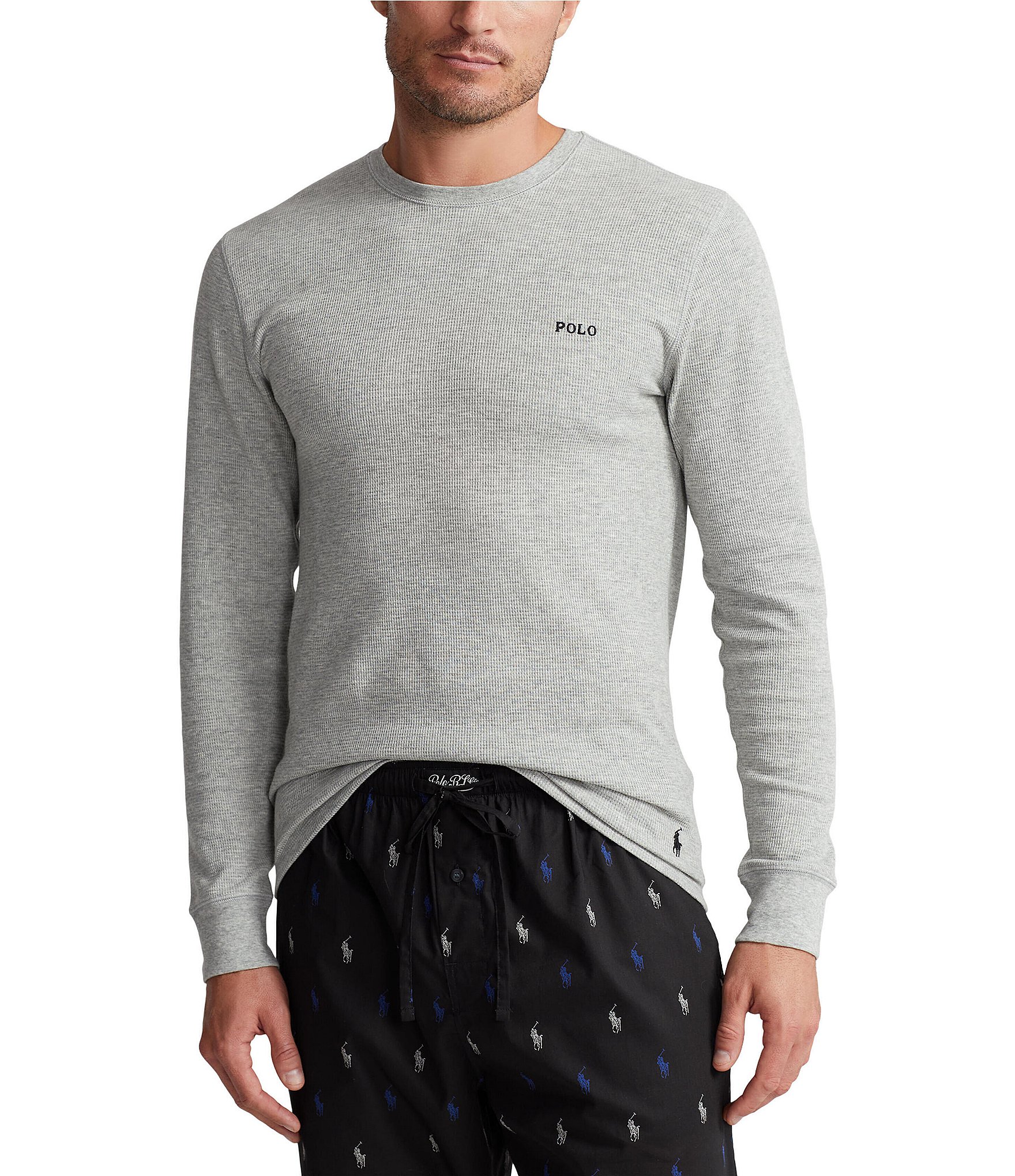 Polo Ralph Lauren Classic Knit Lounge Pants (Small, Andover Heather/Navy)  at  Men's Clothing store