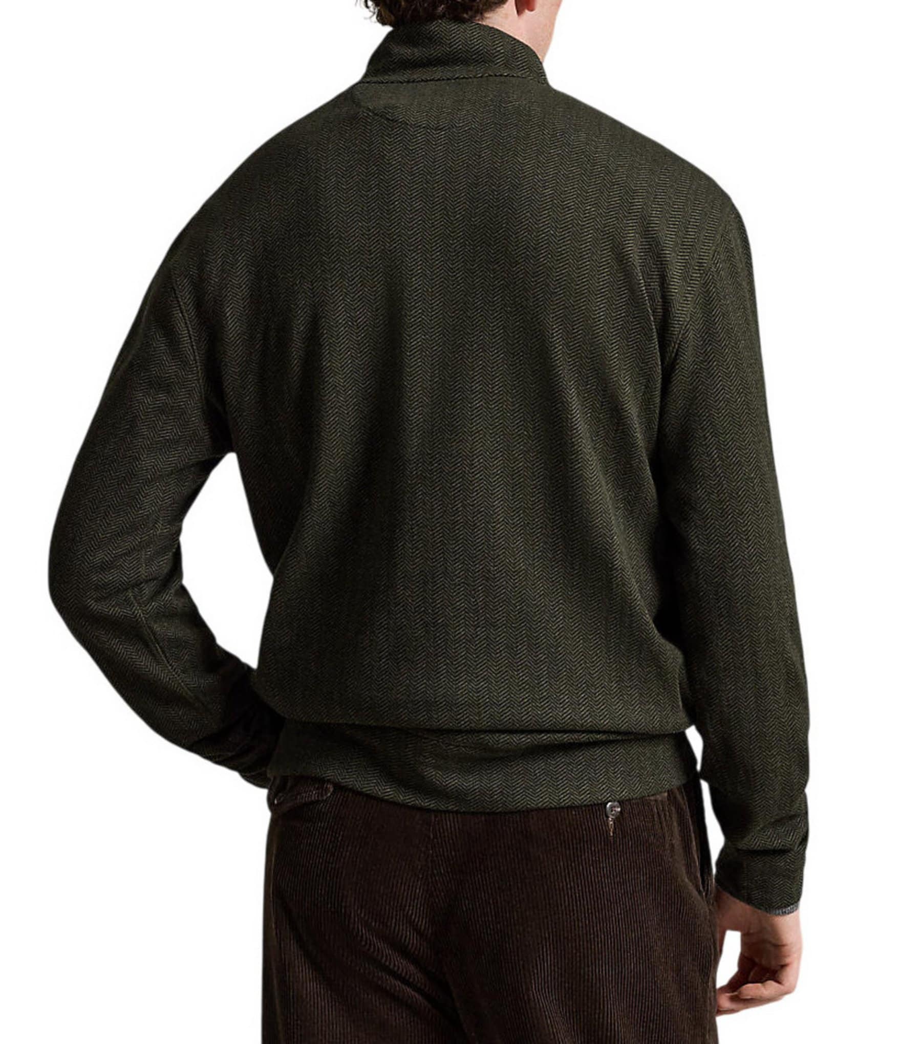 Polo Ralph Lauren Big & Tall Luxury Herringbone Printed Quarter-Zip Jersey Pullover