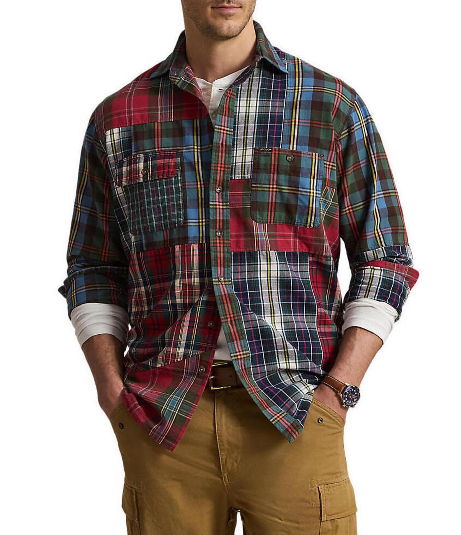 Polo Ralph Lauren Big & Tall Patchwork Plaid Oxford Workshirt
