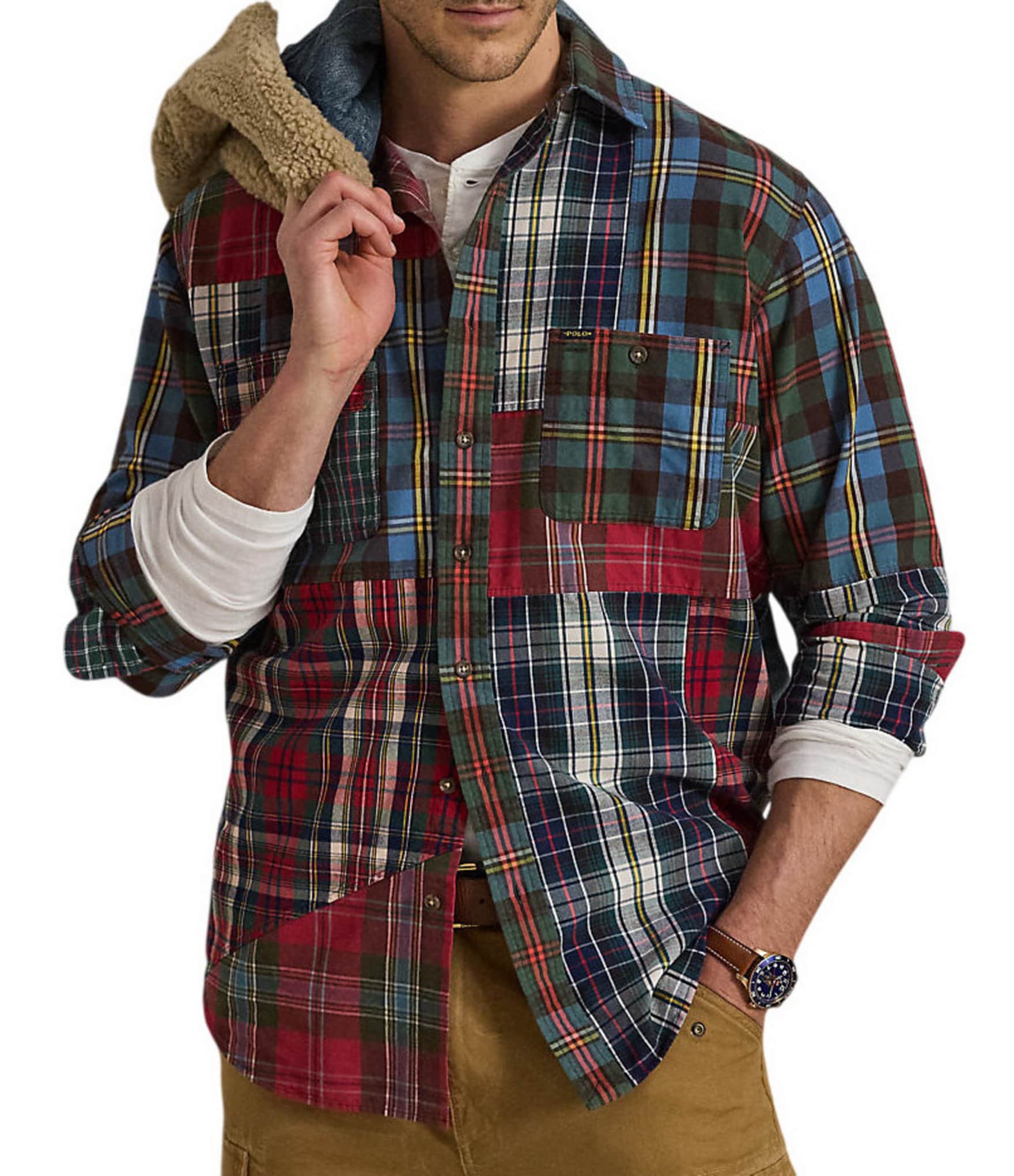 Polo Ralph Lauren Big & Tall Patchwork Plaid Oxford Workshirt