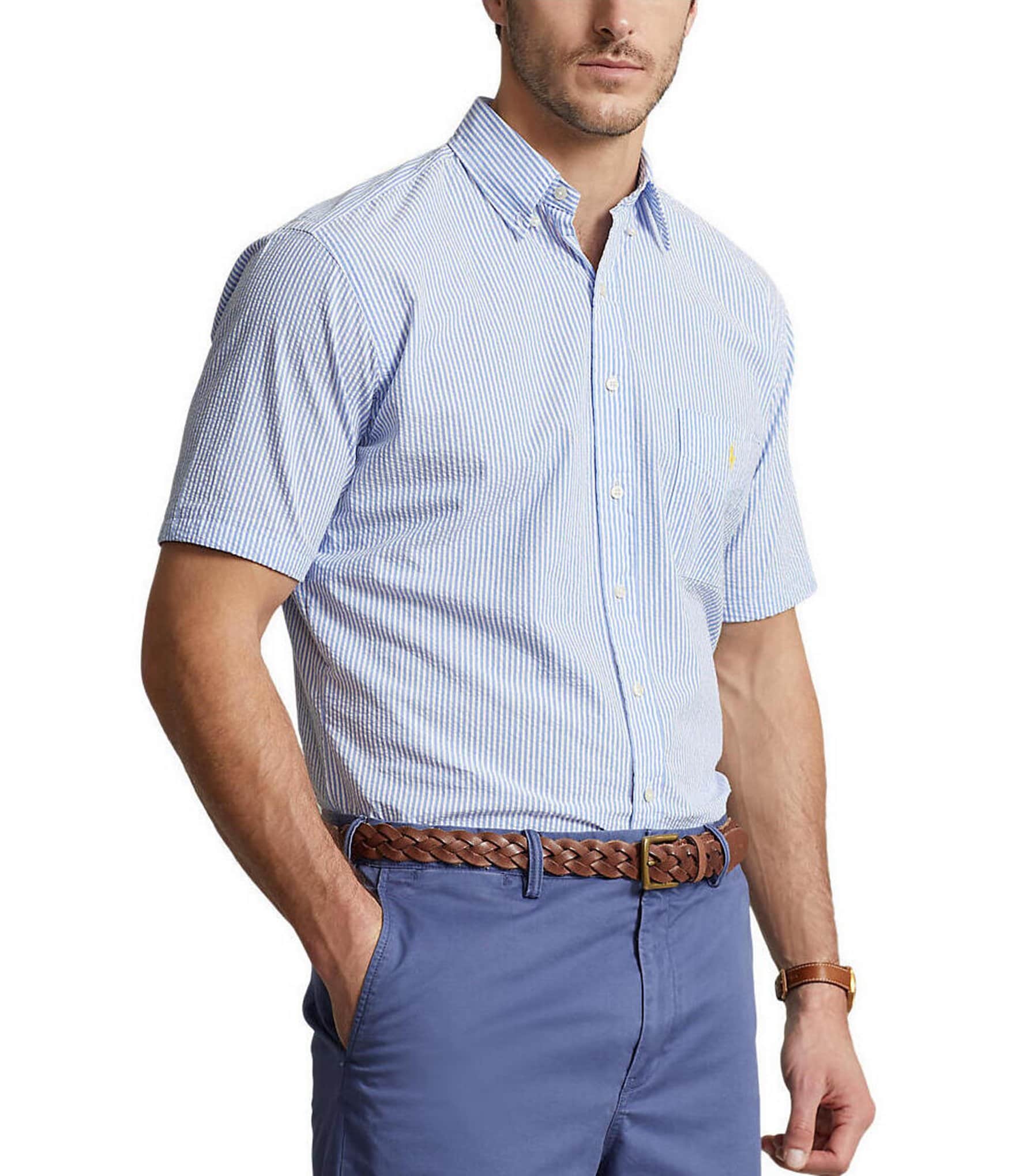 Polo Ralph Lauren Big & Tall Seersucker Short Sleeve Woven Shirt ...