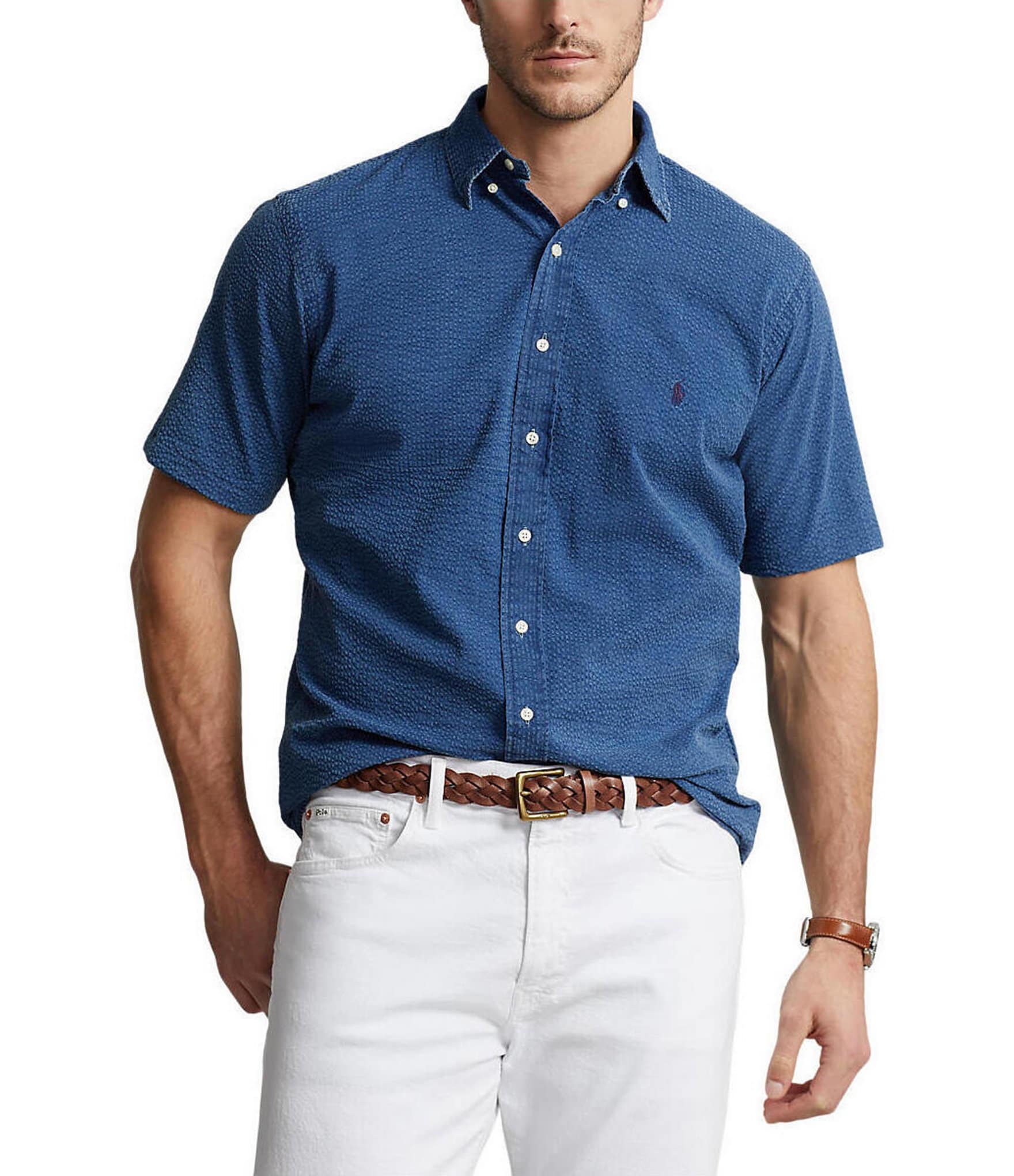 Polo Ralph Lauren Big & Tall Seersucker Short Sleeve Woven Shirt | Dillard's