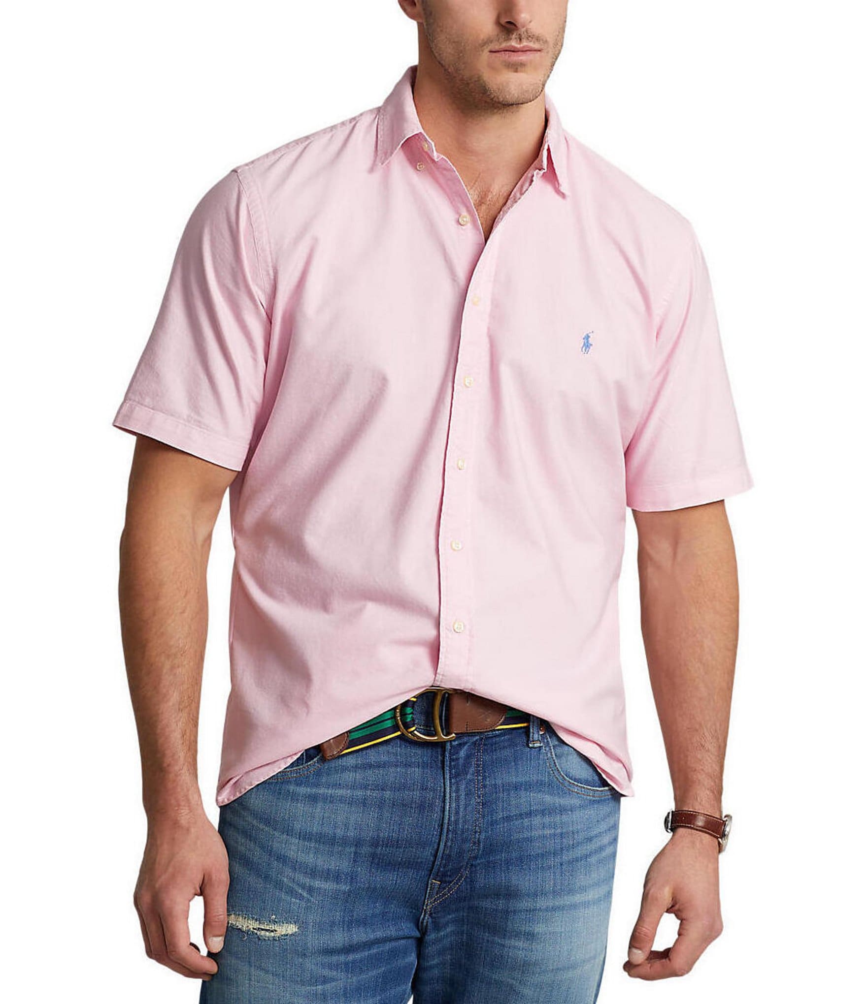 Polo Ralph Lauren Short Sleeve Camp Button Up Shirt Mens 3XL Big 3XB Linen  Blend
