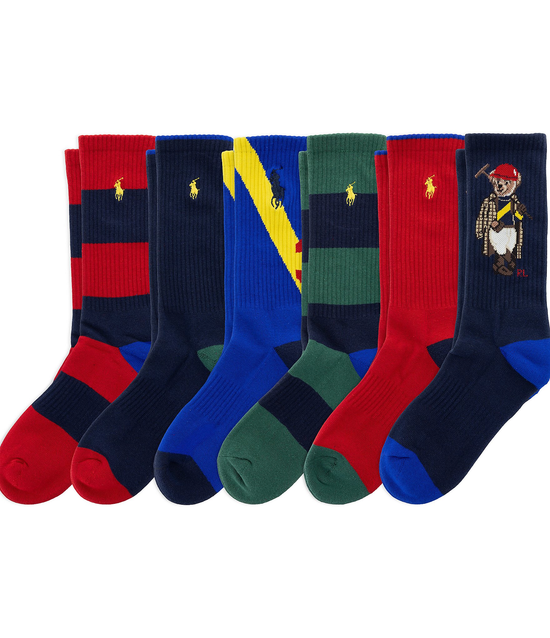 Polo Ralph Lauren Big & Tall Society Bear Socks 6-Pack