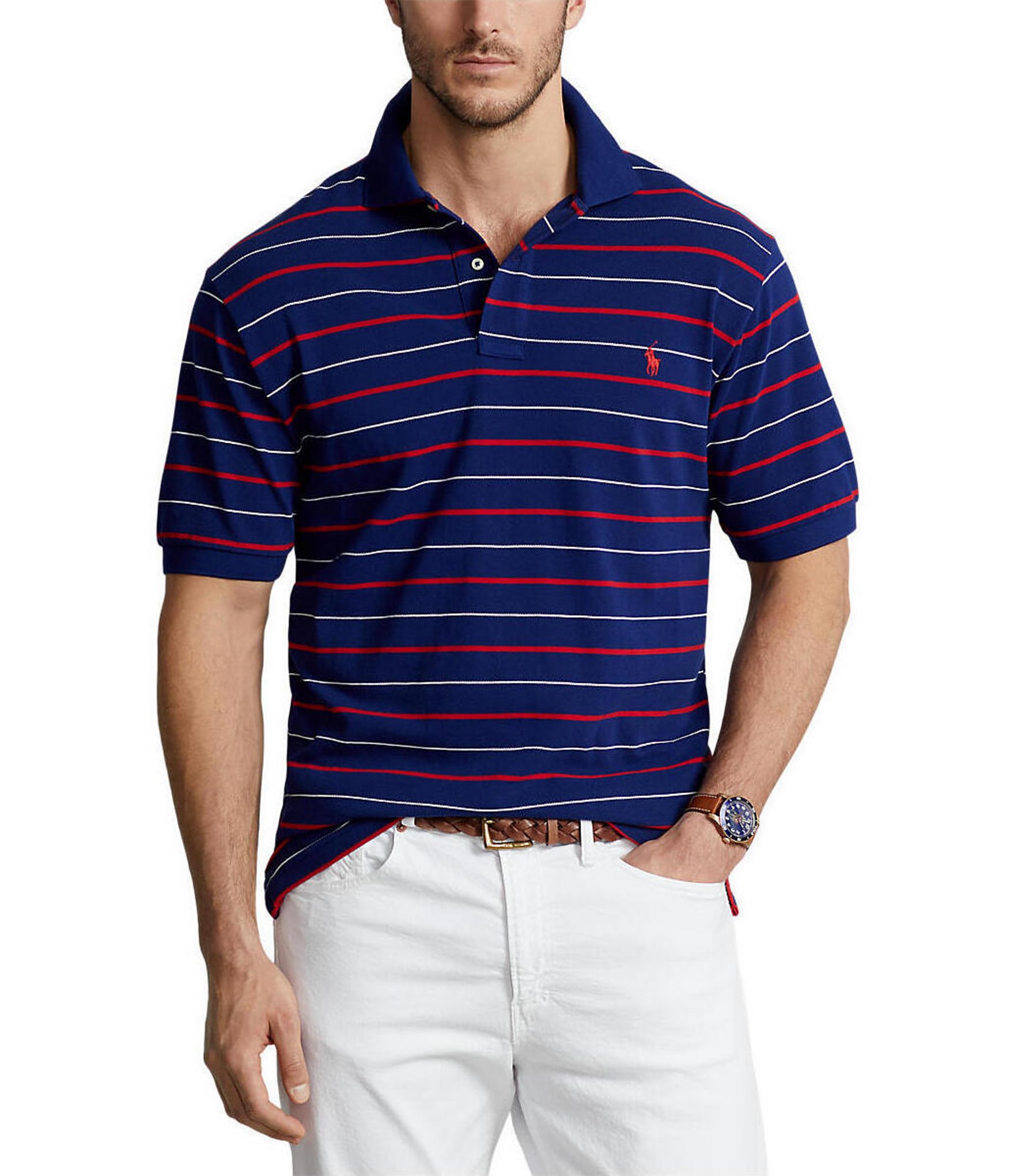 Polo Ralph Lauren Big & Tall Stripe Mesh Short Sleeve Polo Shirt ...