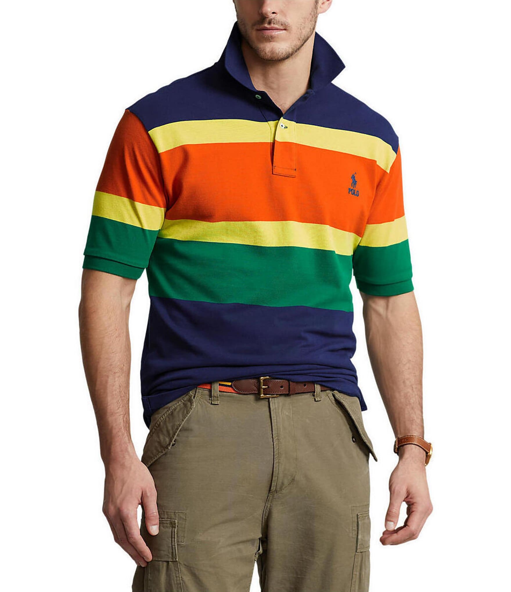 Polo Ralph Lauren Big & Tall Stripe Mesh Short-Sleeve Polo Shirt | Dillard's