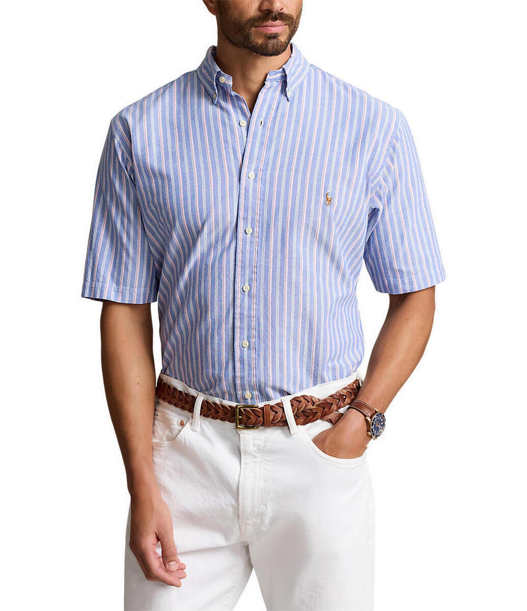 Polo Ralph Lauren Big & Tall Short Sleeve Linen Woven Holiday Navy 3XB
