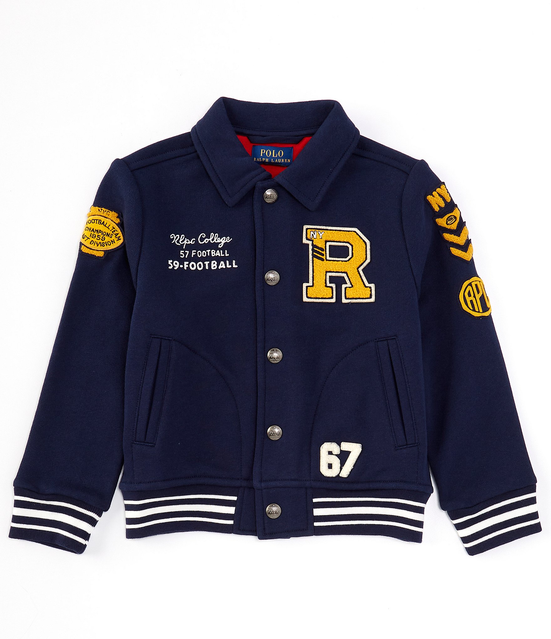 Polo Ralph Lauren Big Boys 8-20 Long-Sleeve Fleece Letterman Baseball Jacket