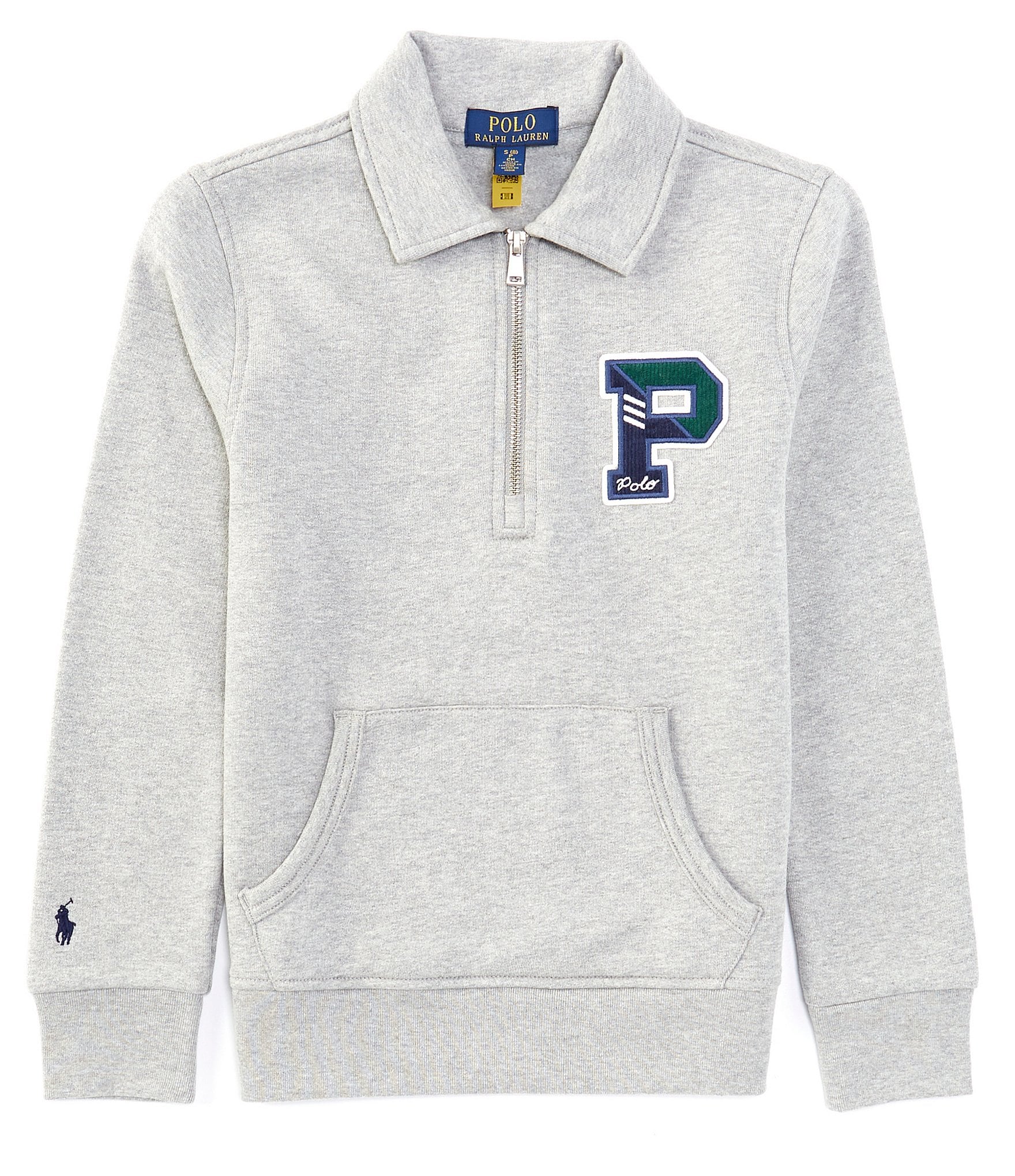 Polo Ralph Lauren Big Boys 8-20 Long Sleeve Letterman Collared Fleece Sweatshirt