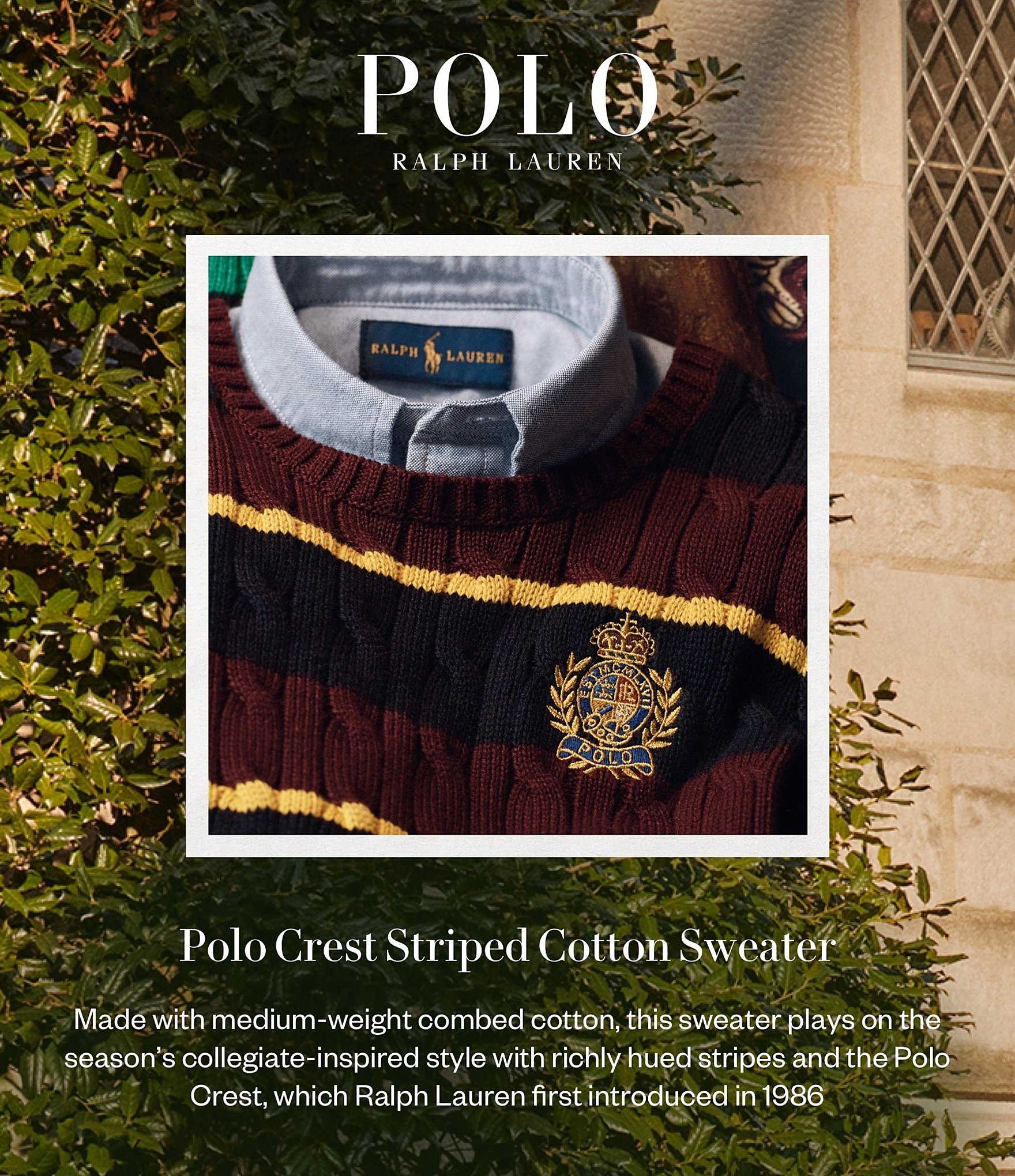 Polo Ralph Lauren Big Boys 8-20 Long Sleeve Striped Polo Crest Sweater