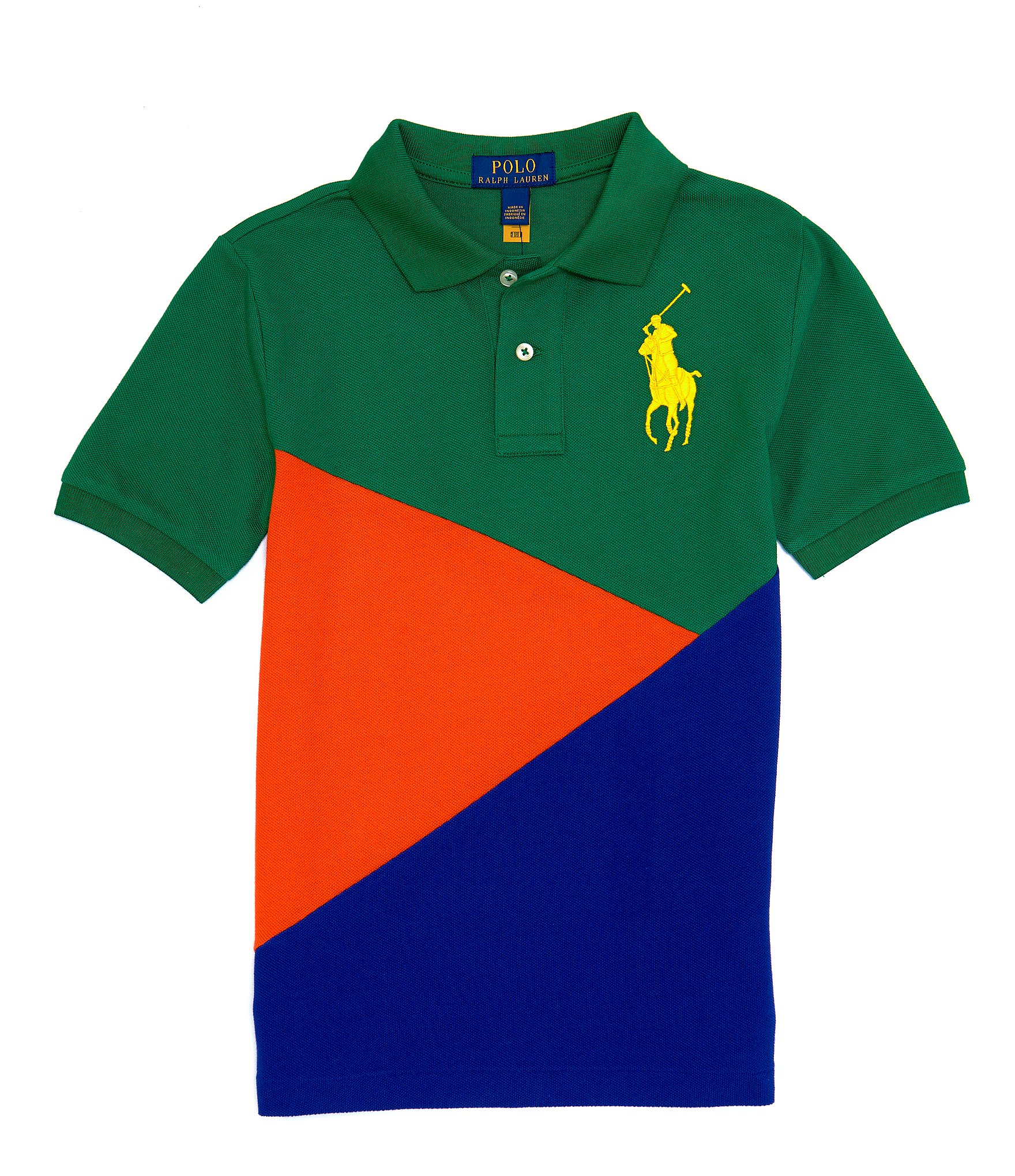 Polo Ralph Lauren Big Boys Big Pony Cotton Mesh Polo Shirt Primary Green Multi Size XL 18 20