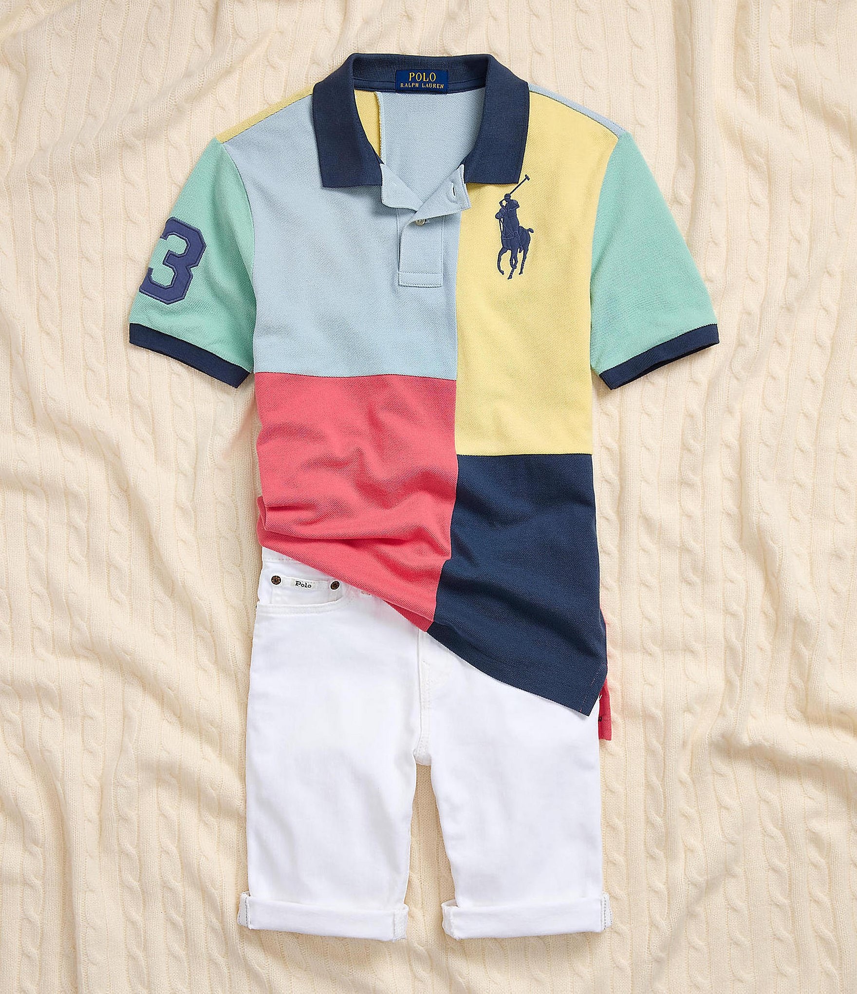 Polo Ralph Lauren Big Boys 8-20 Short Sleeve Big Pony Patchwork-Printed Mesh Polo Shirt