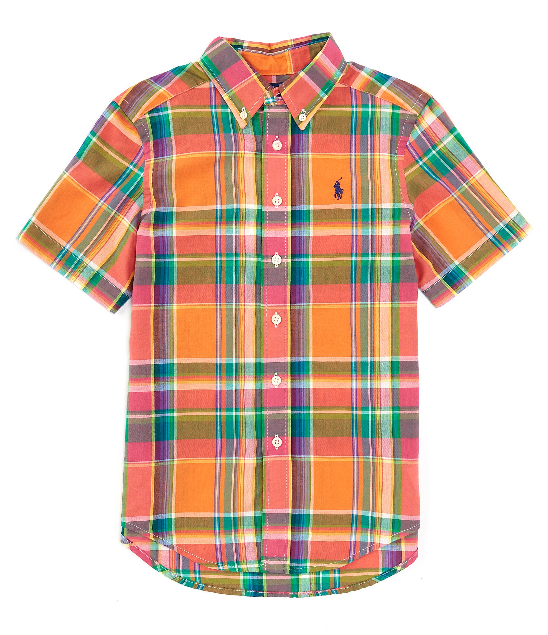 Polo Ralph Lauren Big Boys 8-20 Short Sleeve Cotton Madras Stripe Shirt |  Dillard's