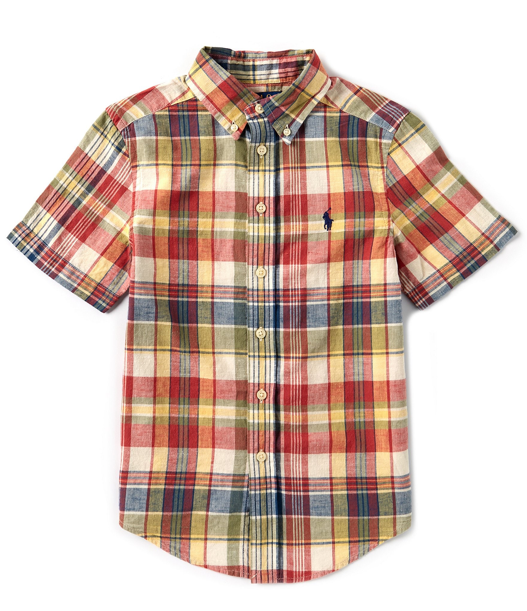 Polo Ralph Lauren Big Boys 8-20 Short-Sleeve Madras Plaid Woven Shirt