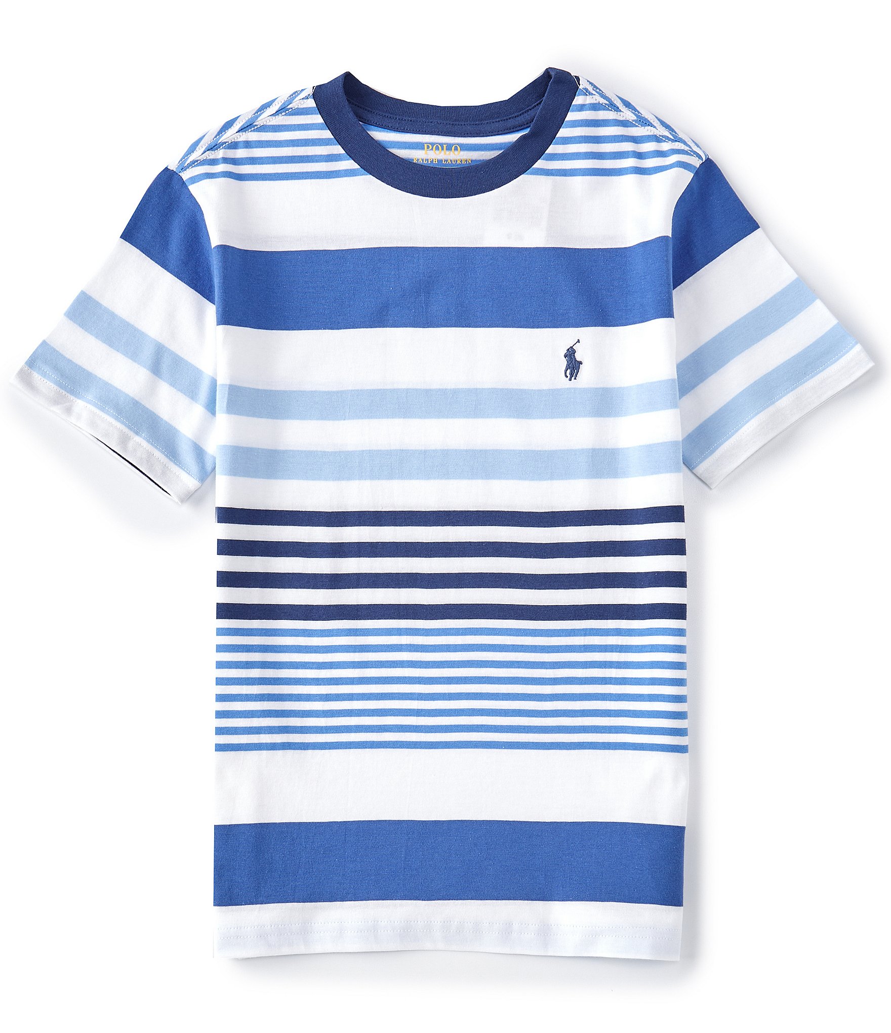 Polo Ralph Lauren Big Boys 8-20 Short Sleeve Blue Multi-Stripe Cotton ...