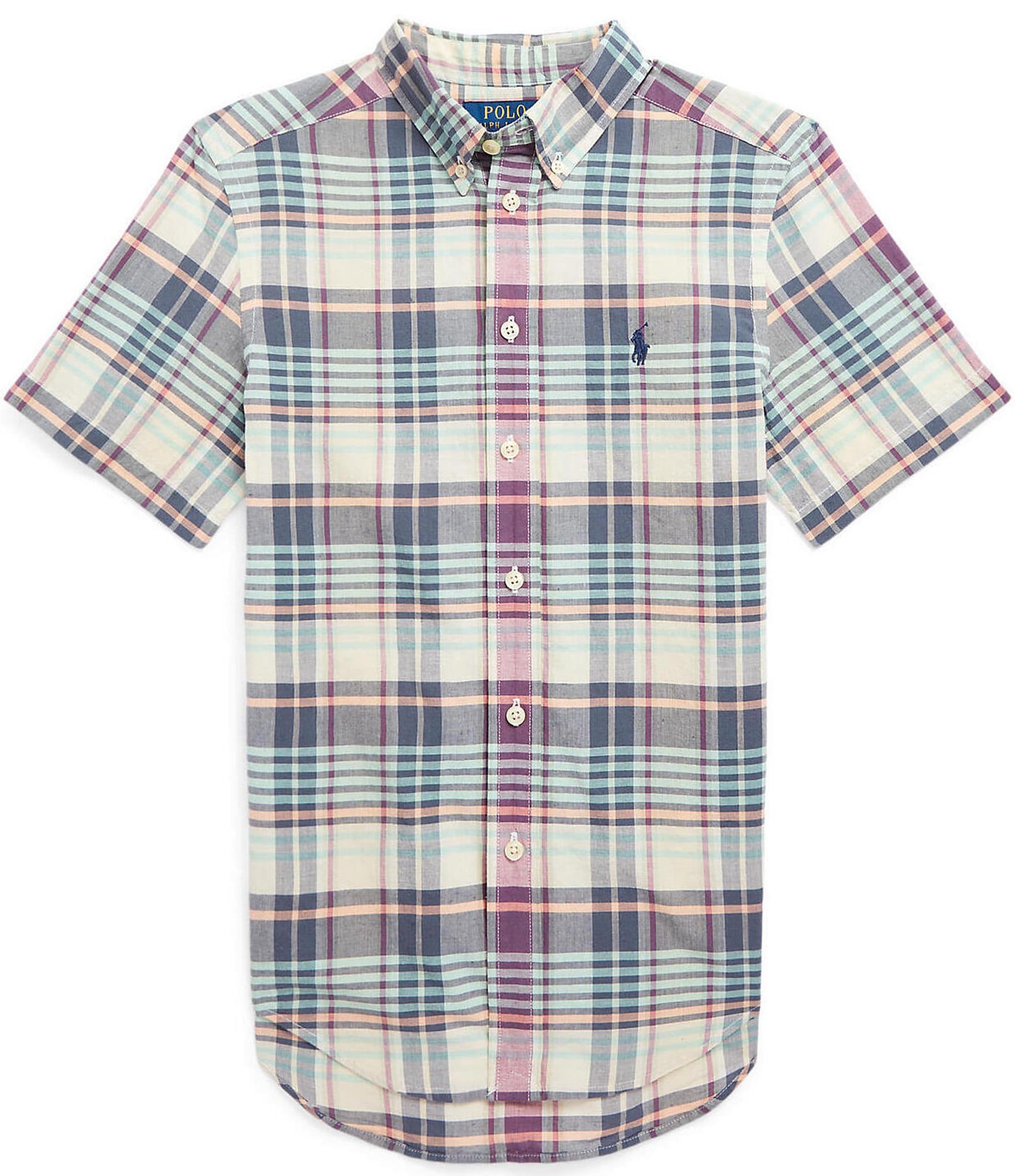 Polo Ralph Big Boys 8-20 Short-Sleeve Plaid Button-Down Woven Shirt