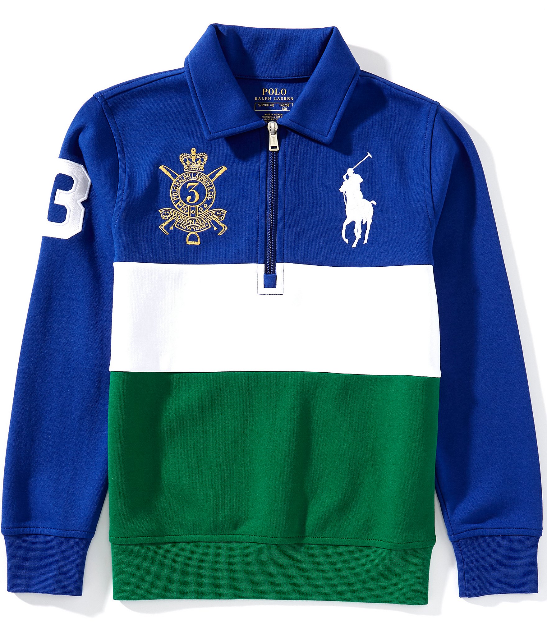 Polo Ralph Lauren Big Boys Long-Sleeve Big Pony Double-Knit Collared Sweatshirt