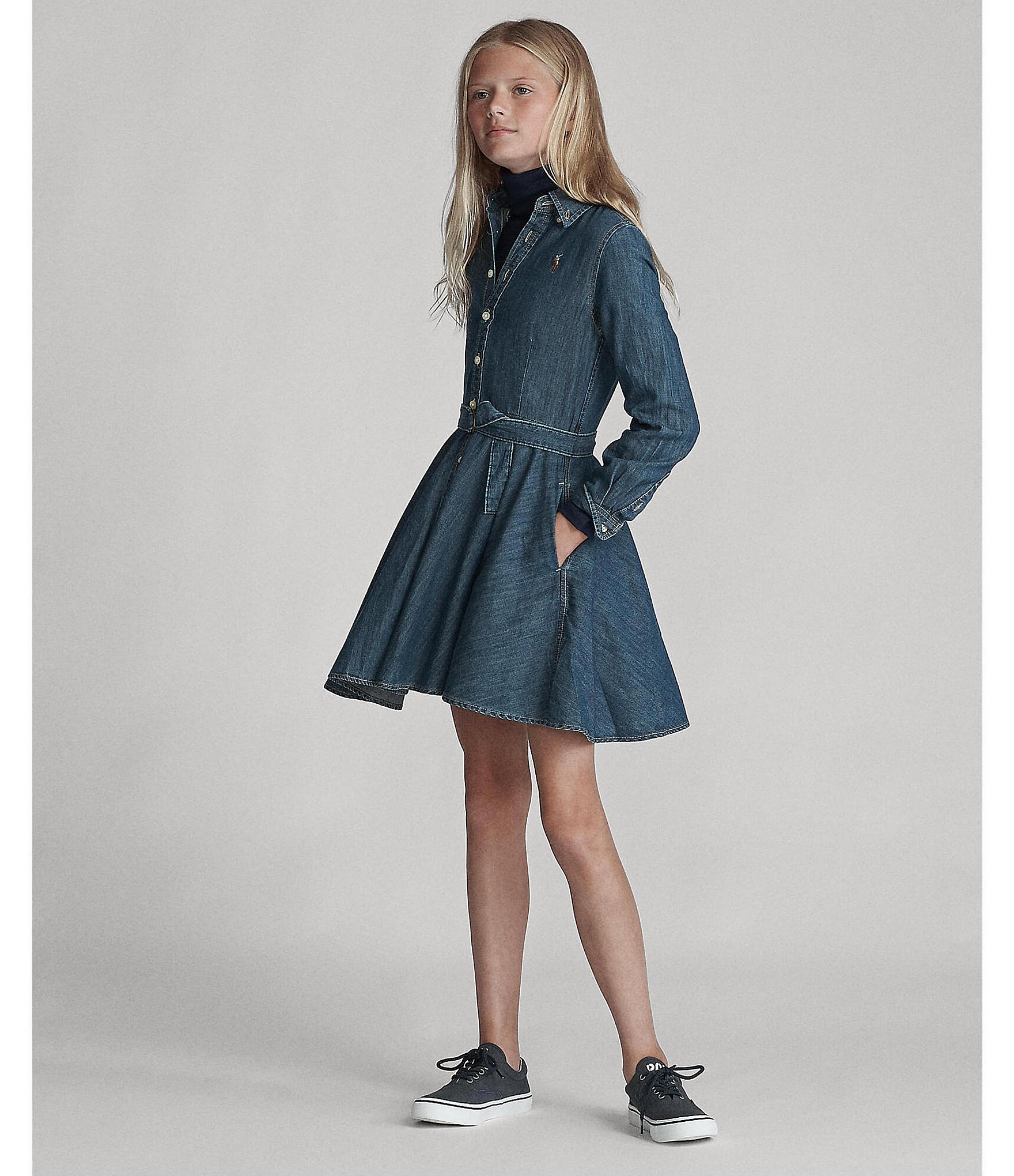 Polo Ralph Lauren Big Girls 7-16 Belted Denim Shirt Dress