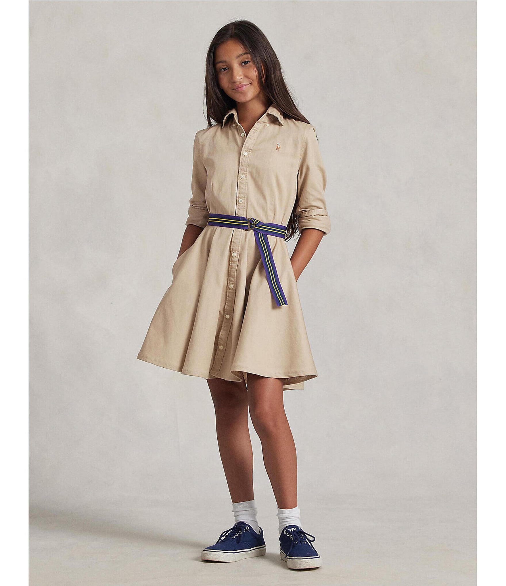 Polo Ralph Lauren Big Girls 7-16 Button-Front Belted Shirtdress