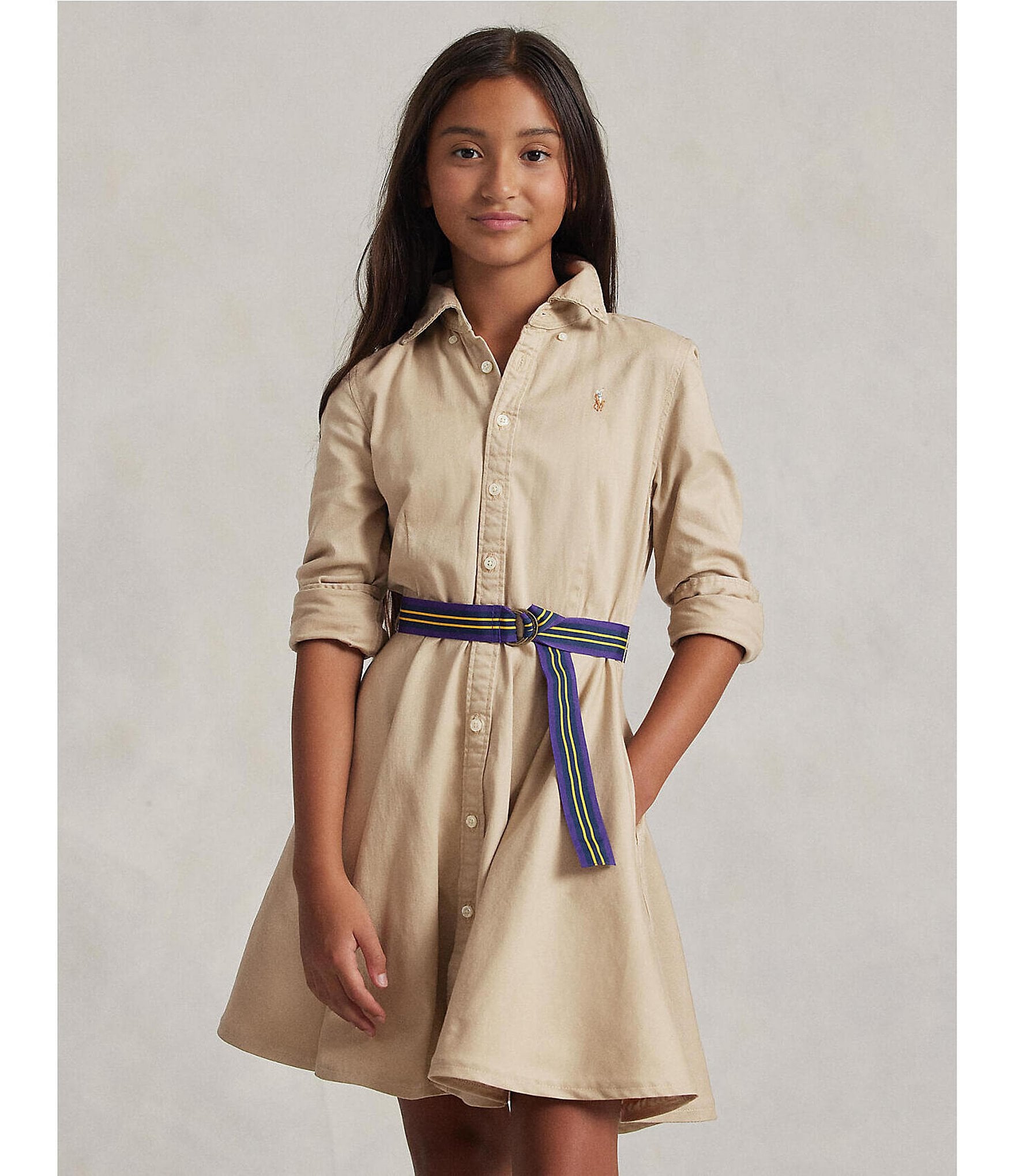 Polo Ralph Lauren Big Girls 7-16 Button-Front Belted Shirtdress