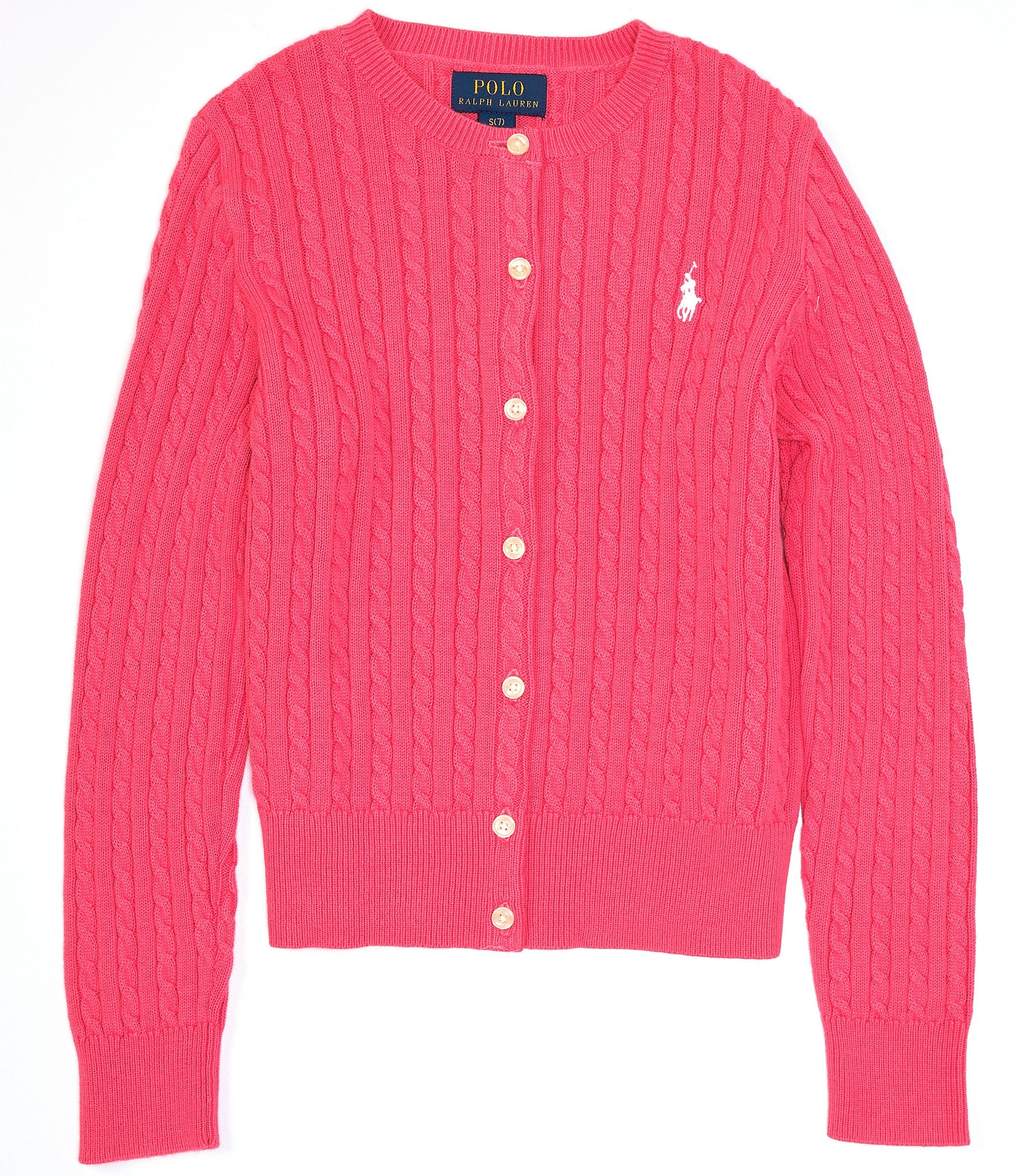 Polo Ralph Lauren Big Girls 7-16 Long-Sleeve Mini-Cable-Knit Button Front  Cardigan | Dillard's
