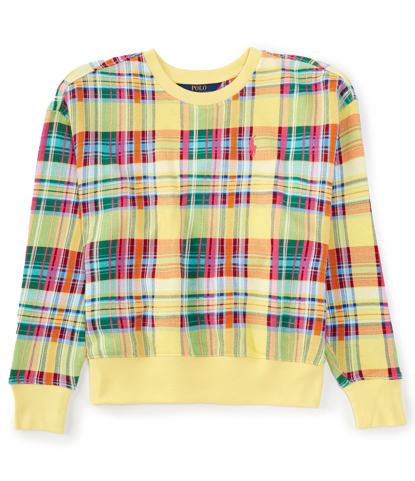Polo Ralph Lauren Big Girls 7-16 Long Sleeve Plaid French Terry Sweatshirt