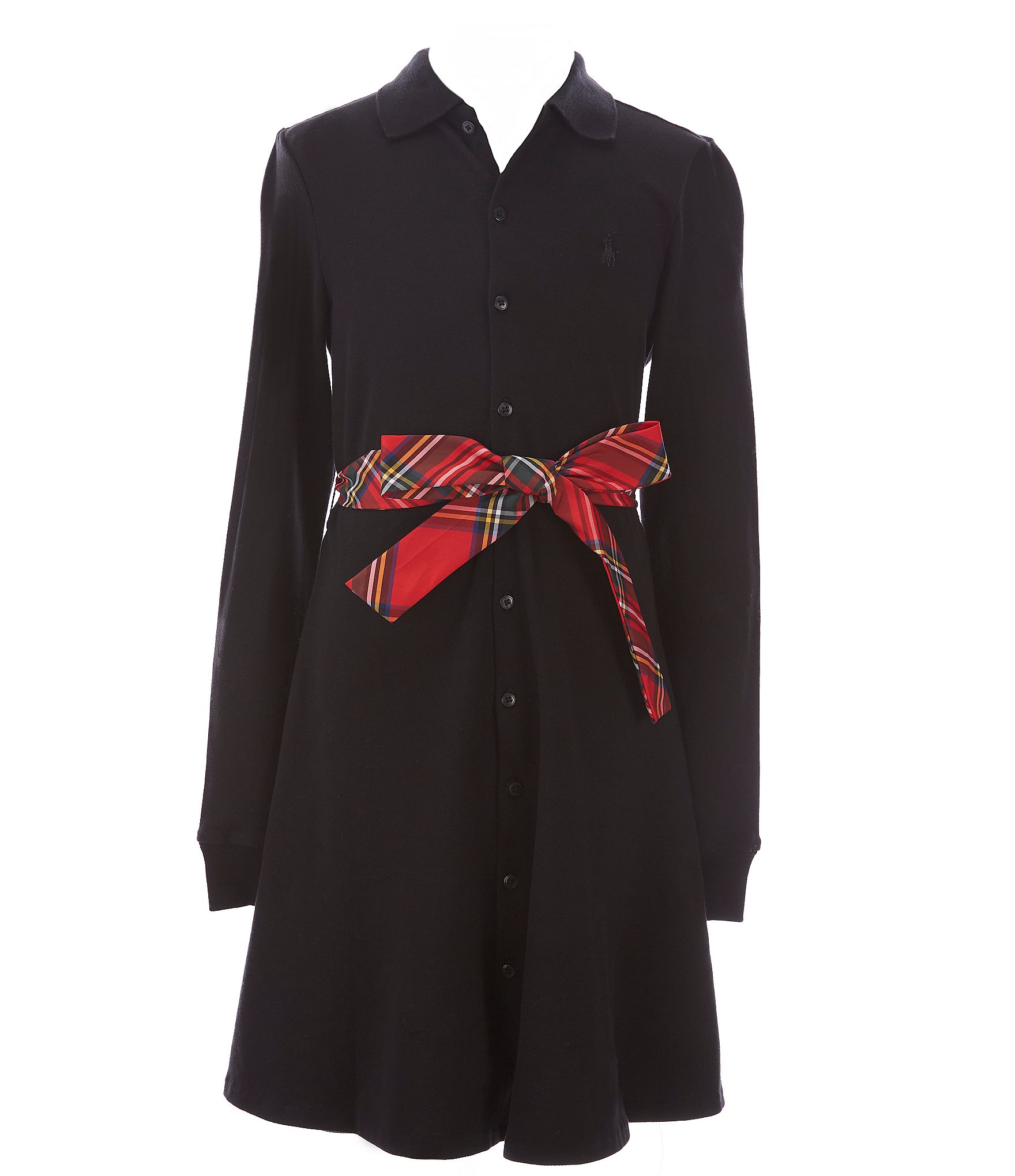 Preconception receive caress Polo Ralph Lauren Big Girls 7-16 Long-Sleeve Plaid-Sash Knit Oxford  Fit-And-Flare Dress | Dillard's