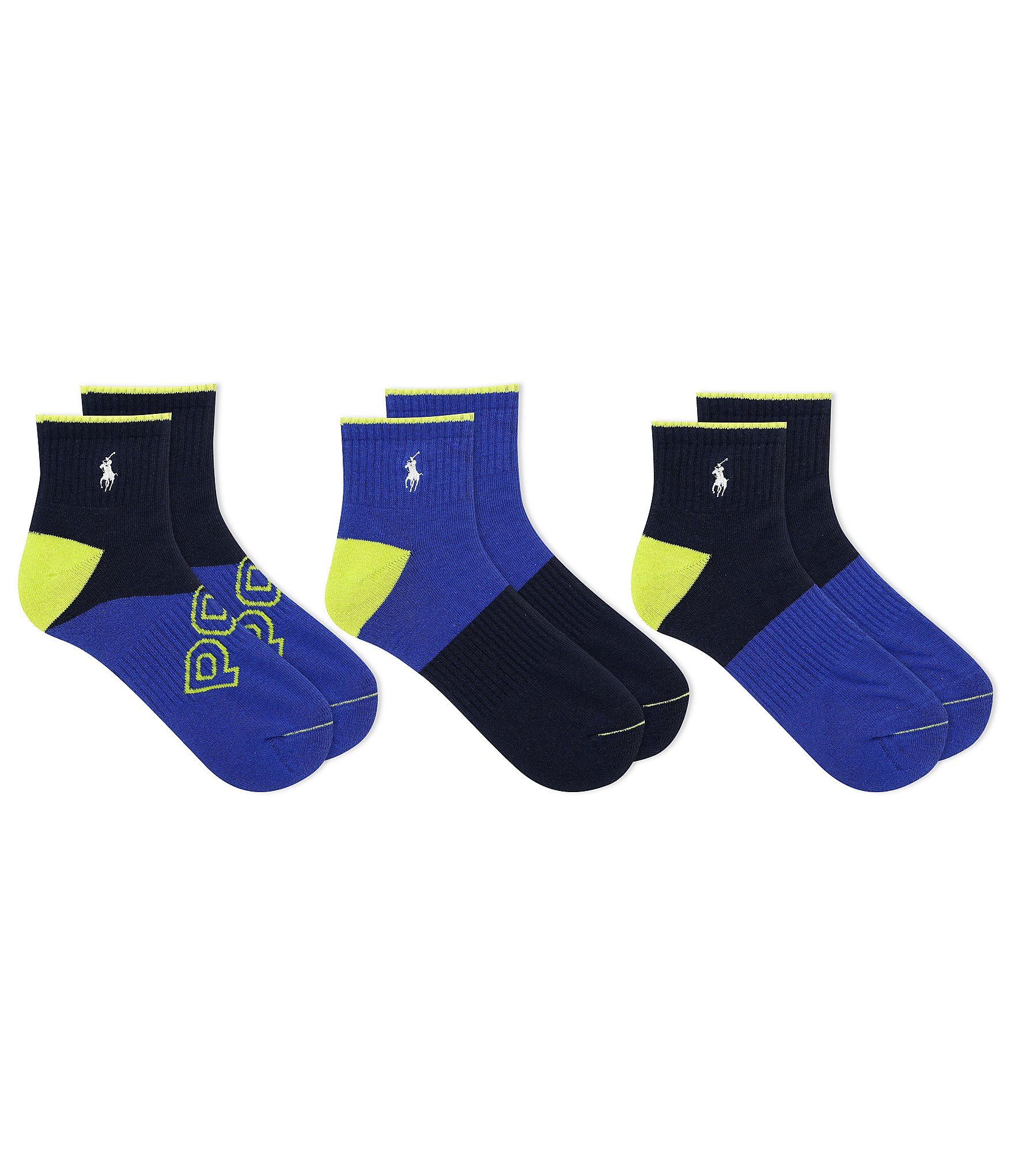 Polo Ralph Lauren Bright Logo Quarter Length Socks 3-Pack | Dillard's