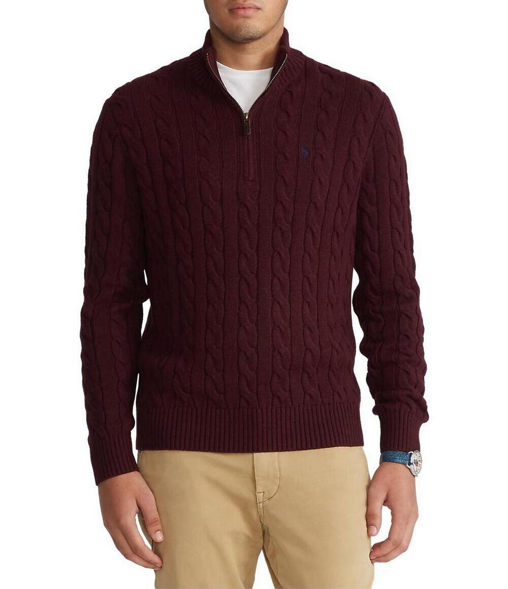 omringen vingerafdruk Tientallen Polo Ralph Lauren Cable-Knit Cotton Quarter-Zip Sweater | Dillard's