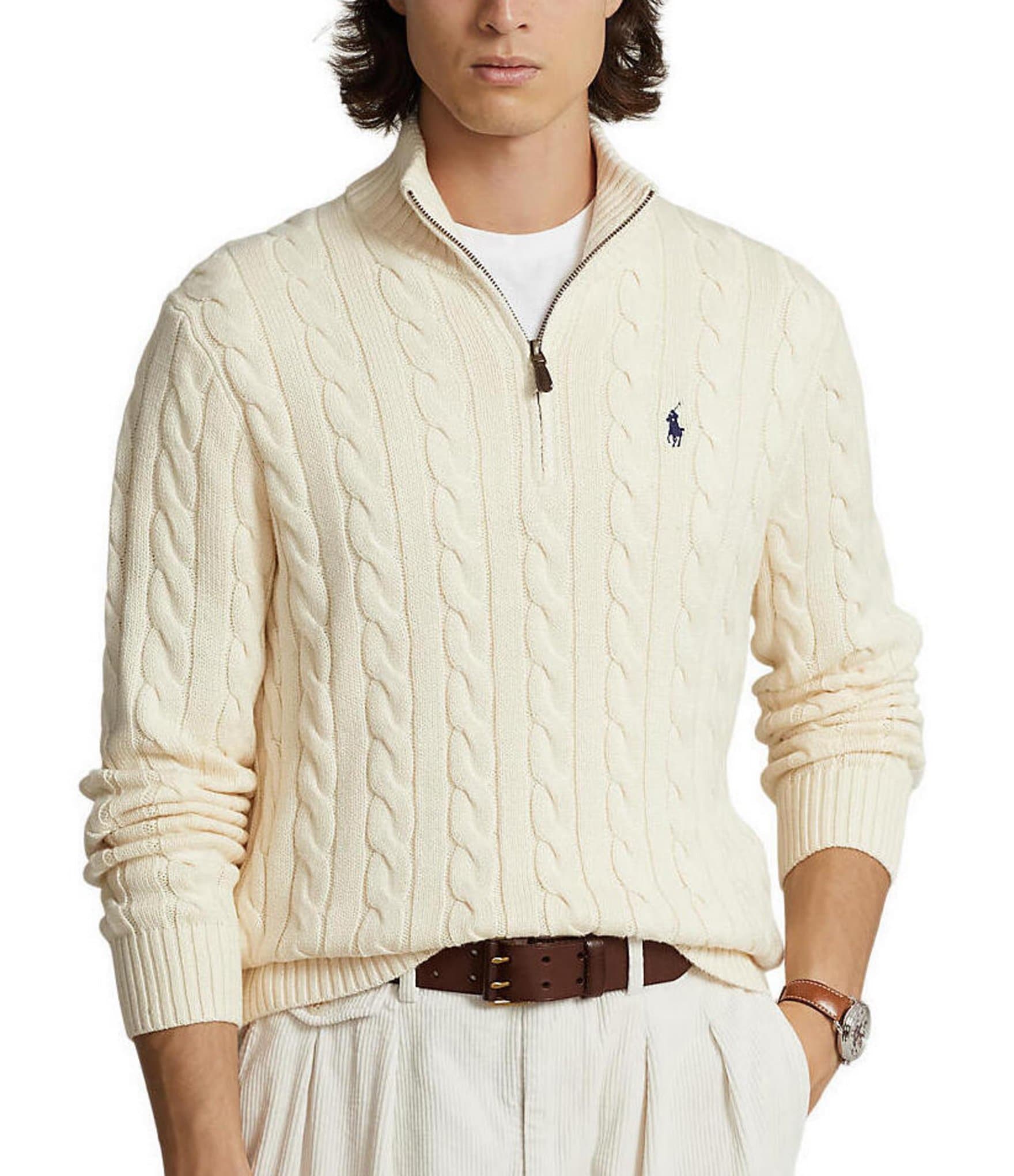 Polo Ralph Lauren Cable Knit Cotton Quarter-Zip Sweater | Dillard's