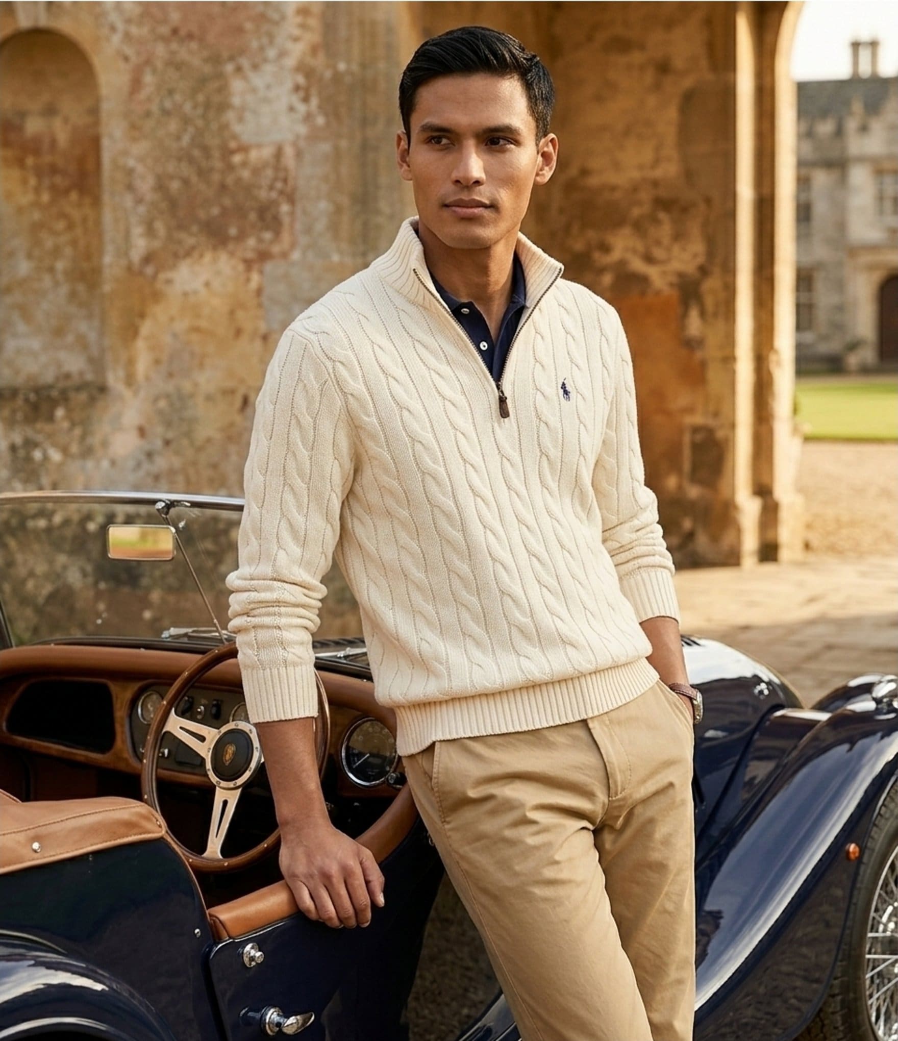 Polo Ralph Lauren Cable Knit Cotton Quarter-Zip Sweater