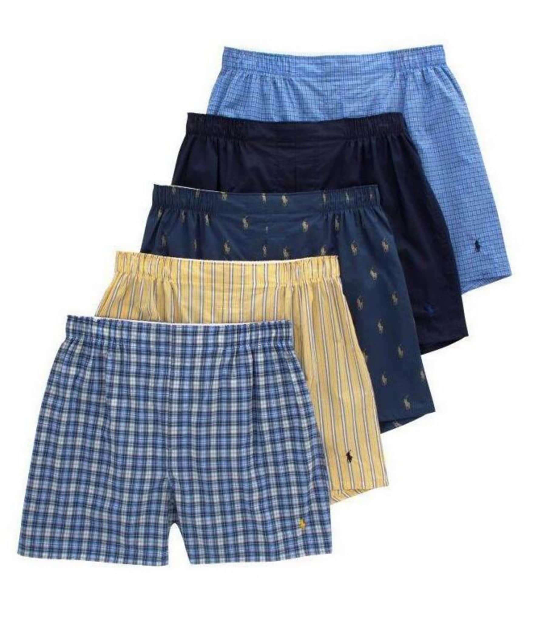 5pk Pure Cotton Assorted Woven Boxers