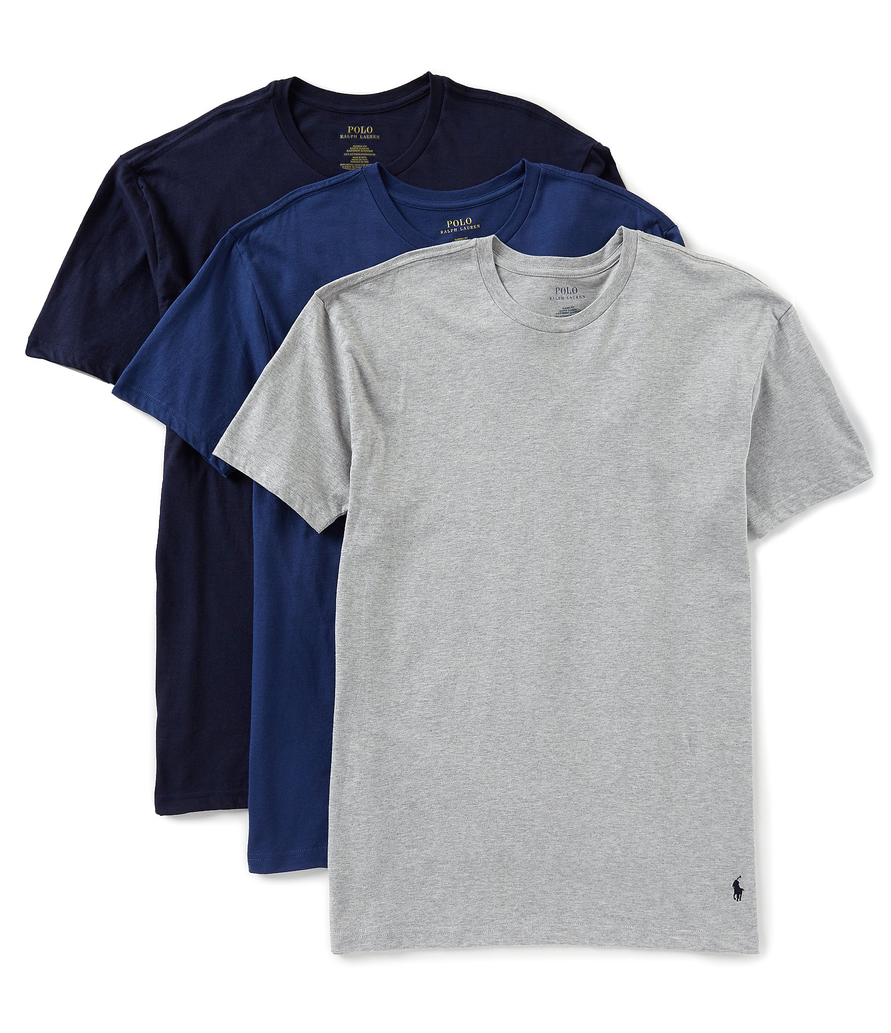 Polo Ralph Lauren Classic Fit Assorted Crew Neck T-Shirt 3-Pack | Dillard's