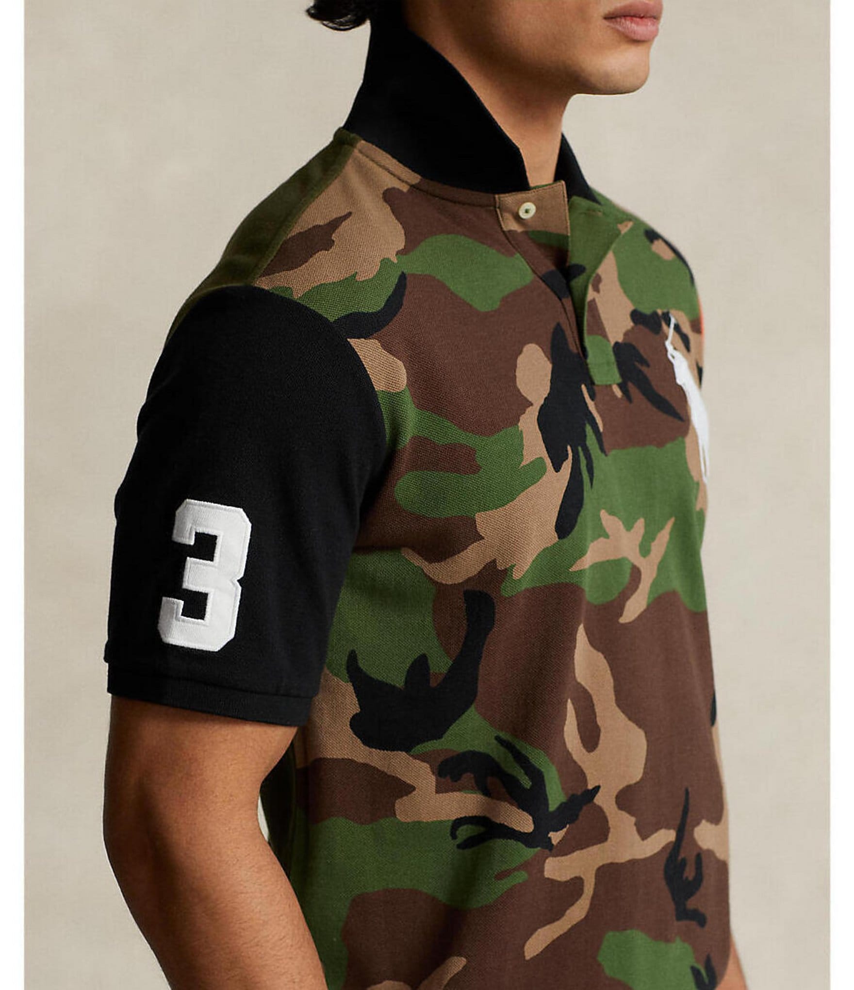 Polo Ralph Lauren Classic Fit Big Pony Camouflage Printed Mesh Short Sleeve Polo Shirt