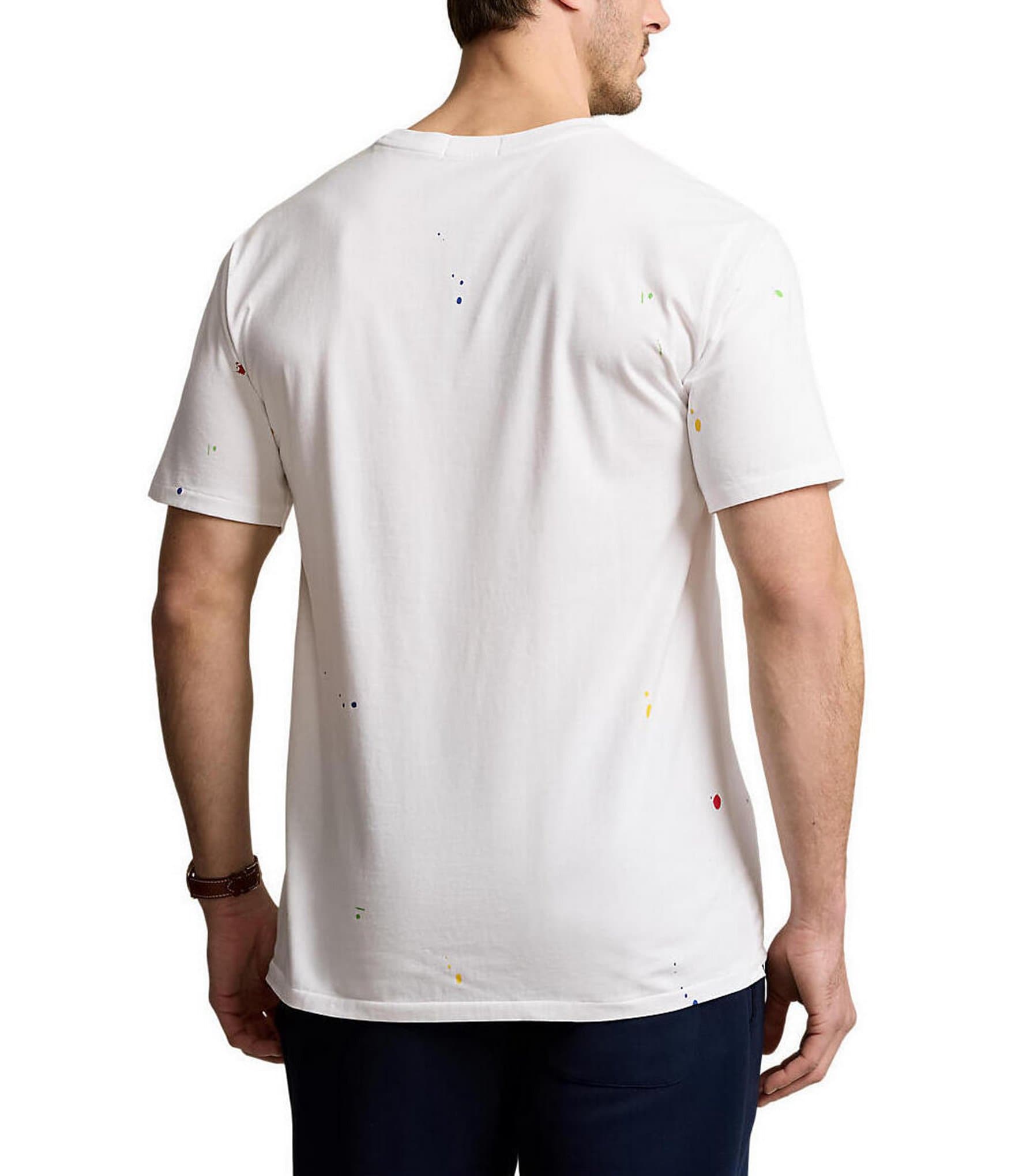 Polo Ralph Lauren Classic-Fit Big Pony Knit Jersey Paint Splatter Motif Crew Neck Short Sleeve T-Shirt