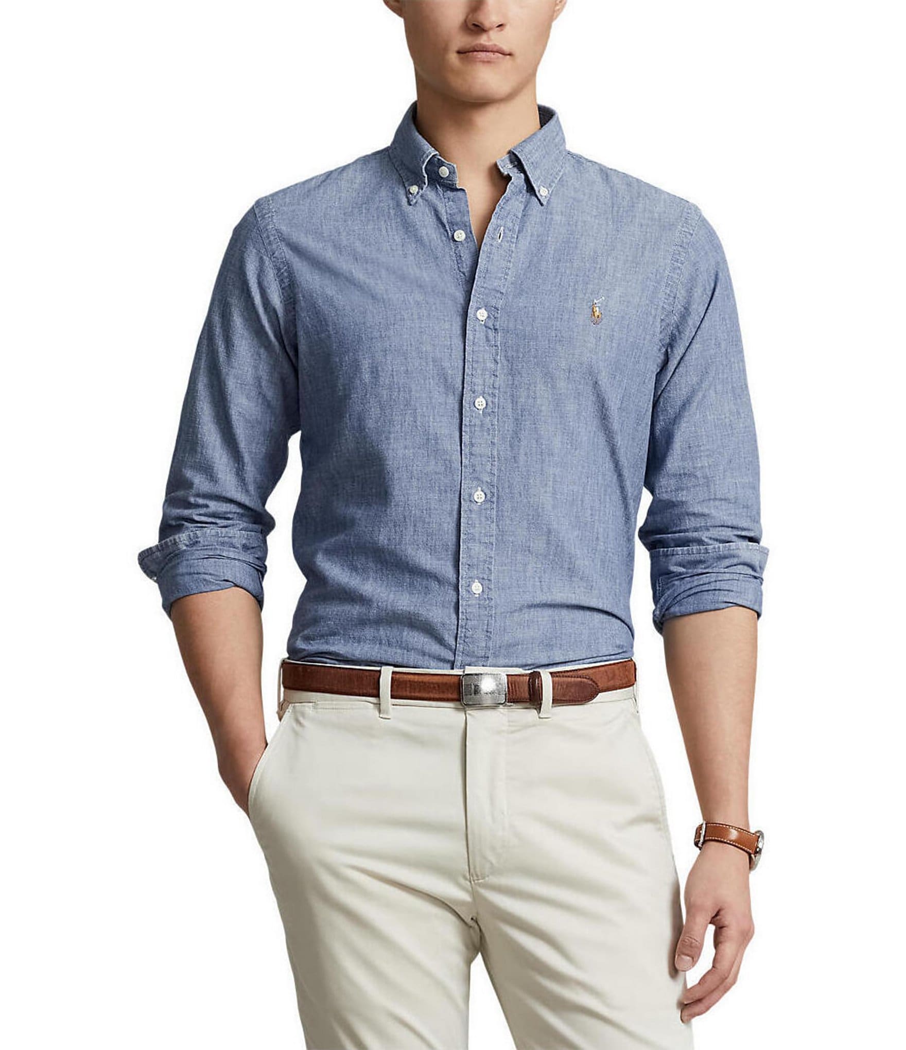 Polo Ralph Lauren Classic-Fit Button-Front Solid Chambray Shirt | Dillard's