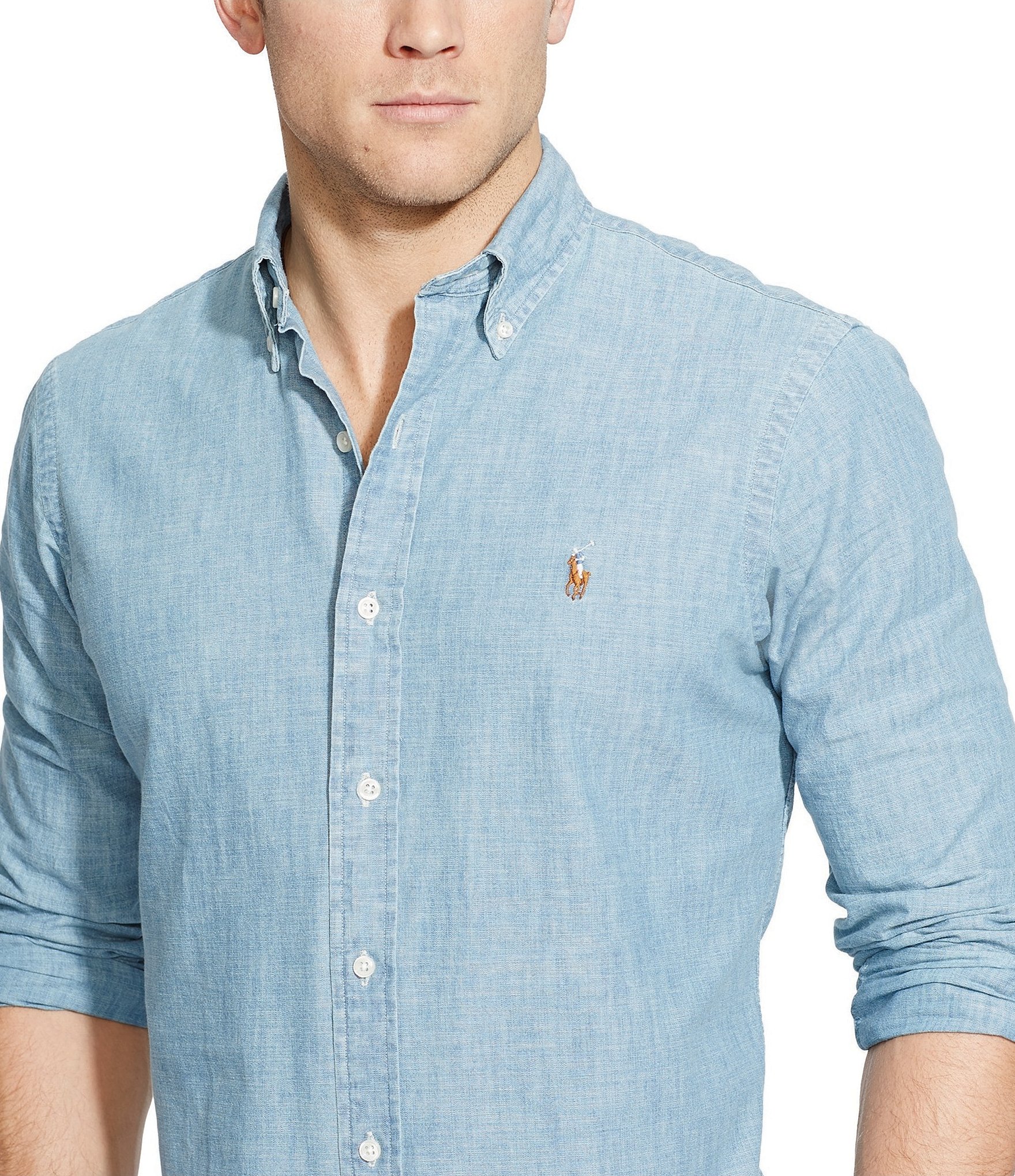 Polo Ralph Lauren Classic-Fit Button-Front Solid Chambray Shirt