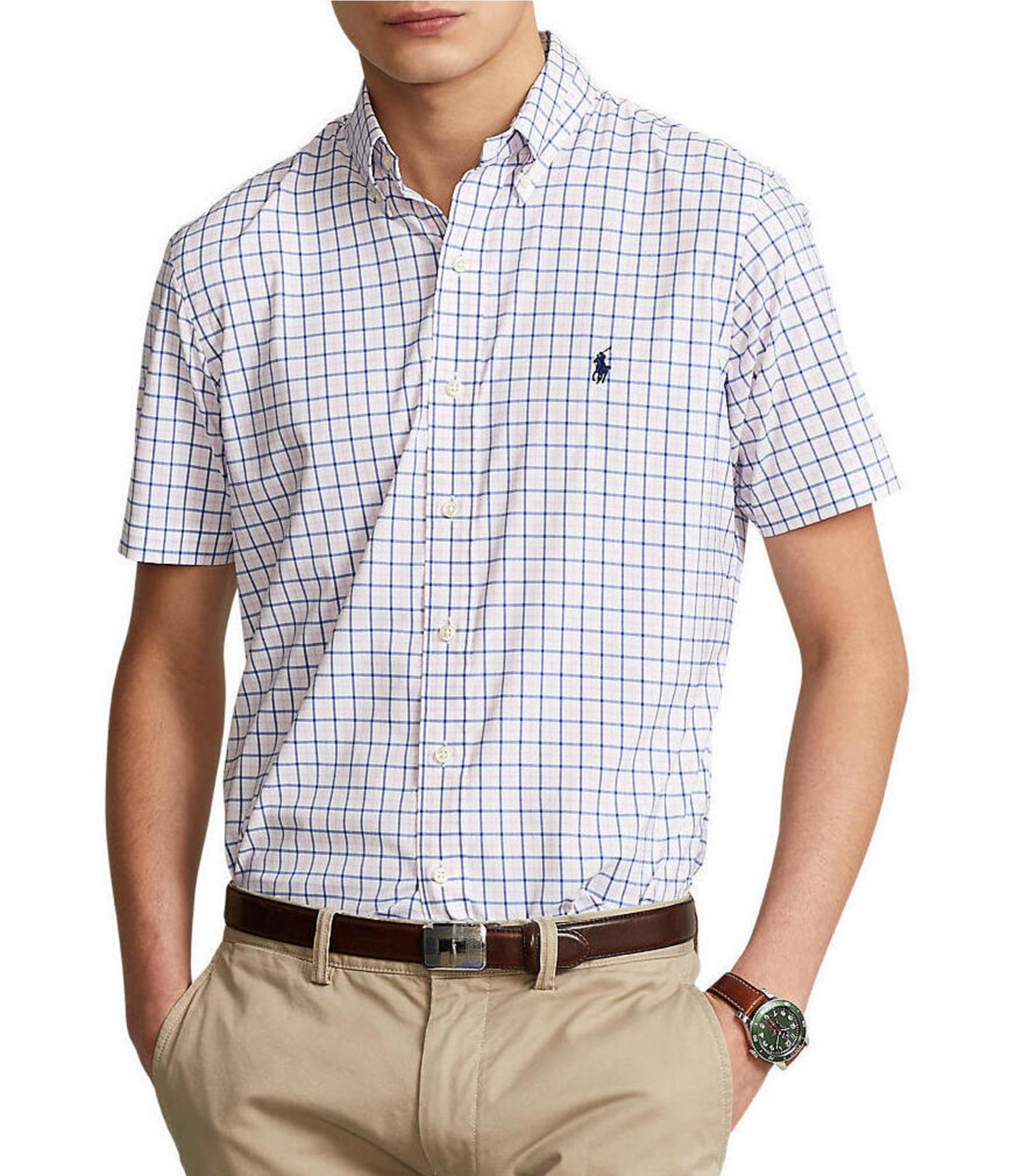 Polo Ralph Lauren Classic-Fit Check Performance Stretch Short-Sleeve ...