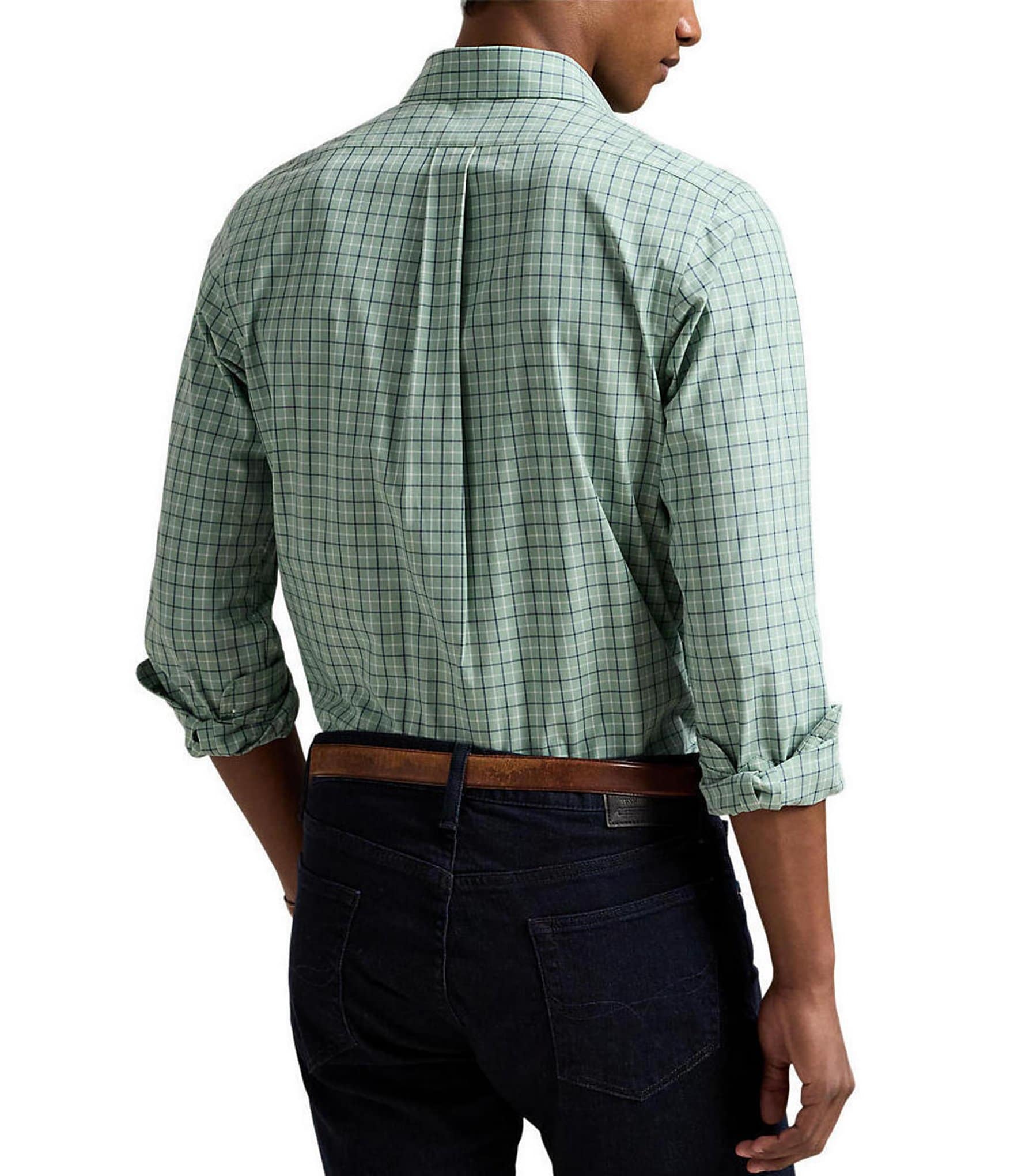 Polo Ralph Lauren Classic Fit Checked Stretch Poplin Long Sleeve Woven Shirt