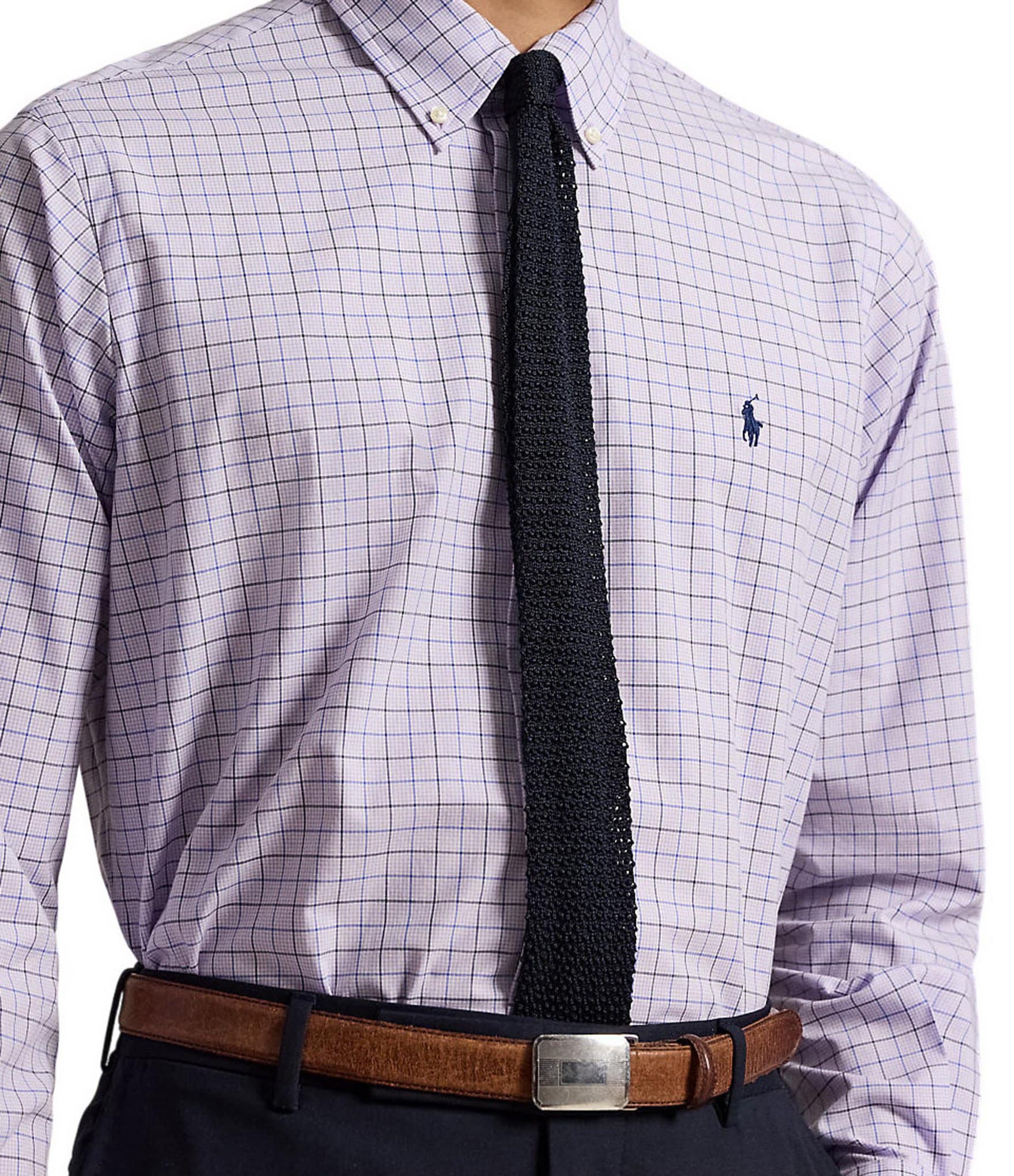 Polo Ralph Lauren Classic Fit Checked Stretch Poplin Long Sleeve Woven Shirt