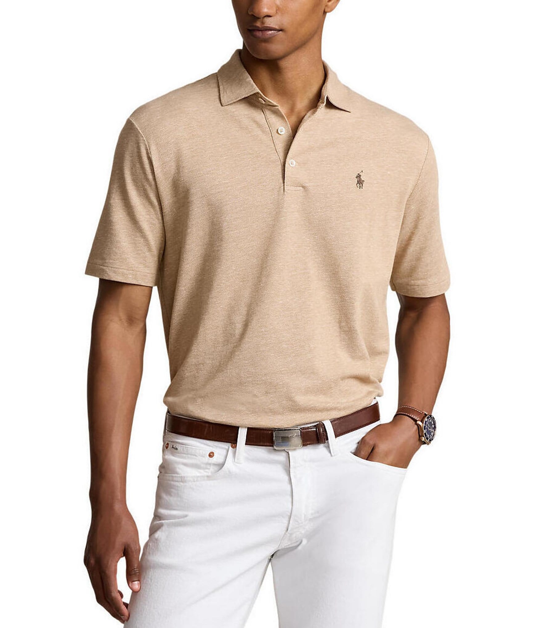 Polo Ralph Lauren Classic Fit Cotton Linen Short Sleeve Polo Shirt