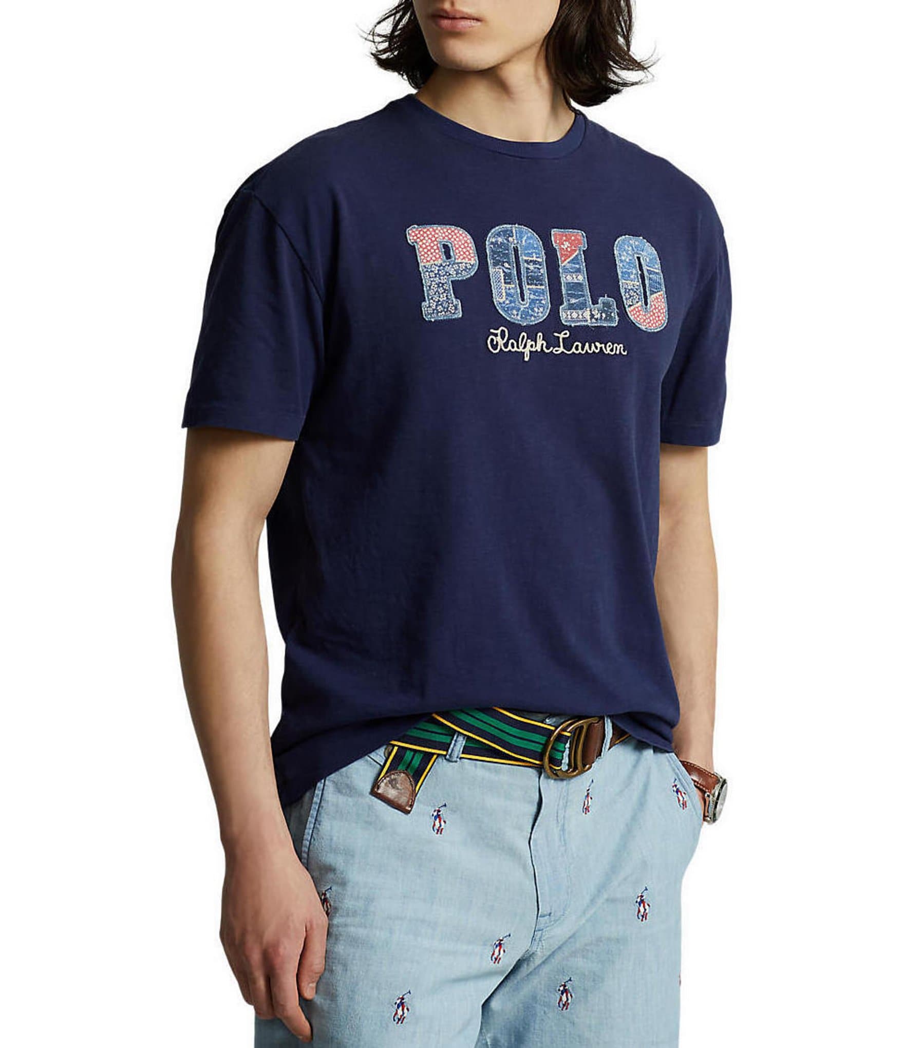 Polo Ralph Lauren Classic-Fit Embroidered Patchwork Logo Jersey  Short-Sleeve Tee | Dillard's