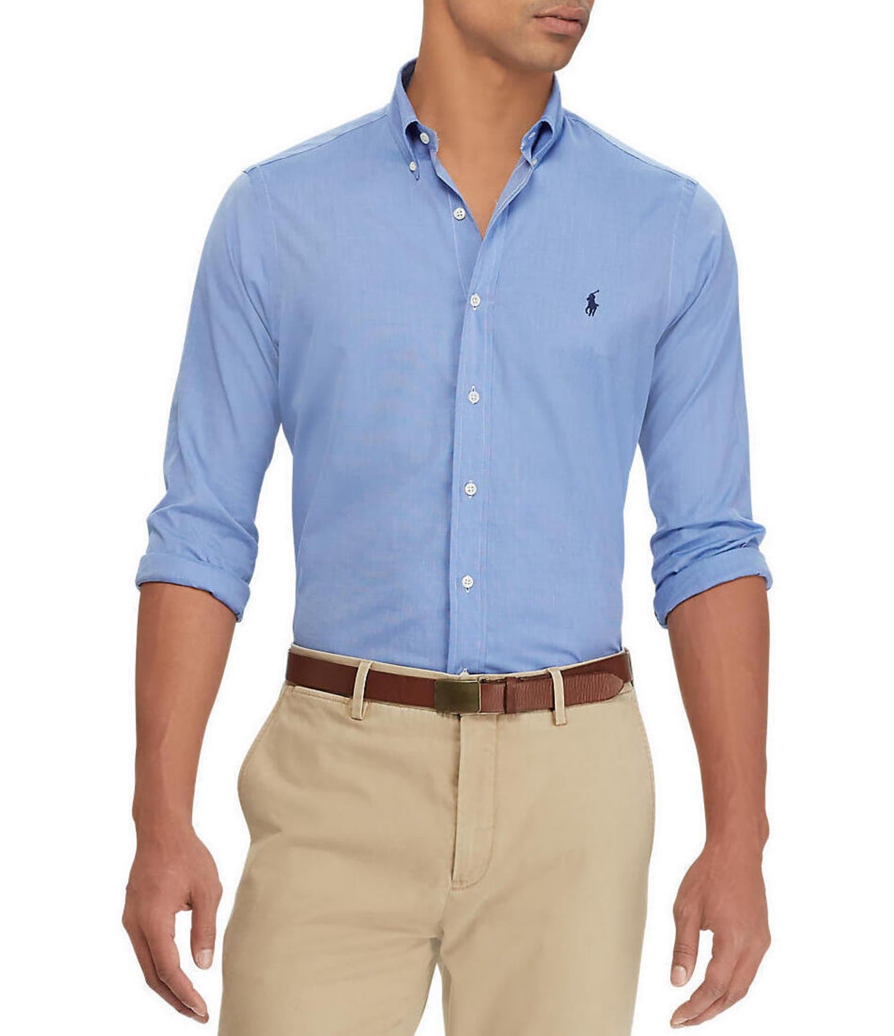 Polo Ralph Lauren Classic-Fit End On End Poplin Stretch Long-Sleeve ...