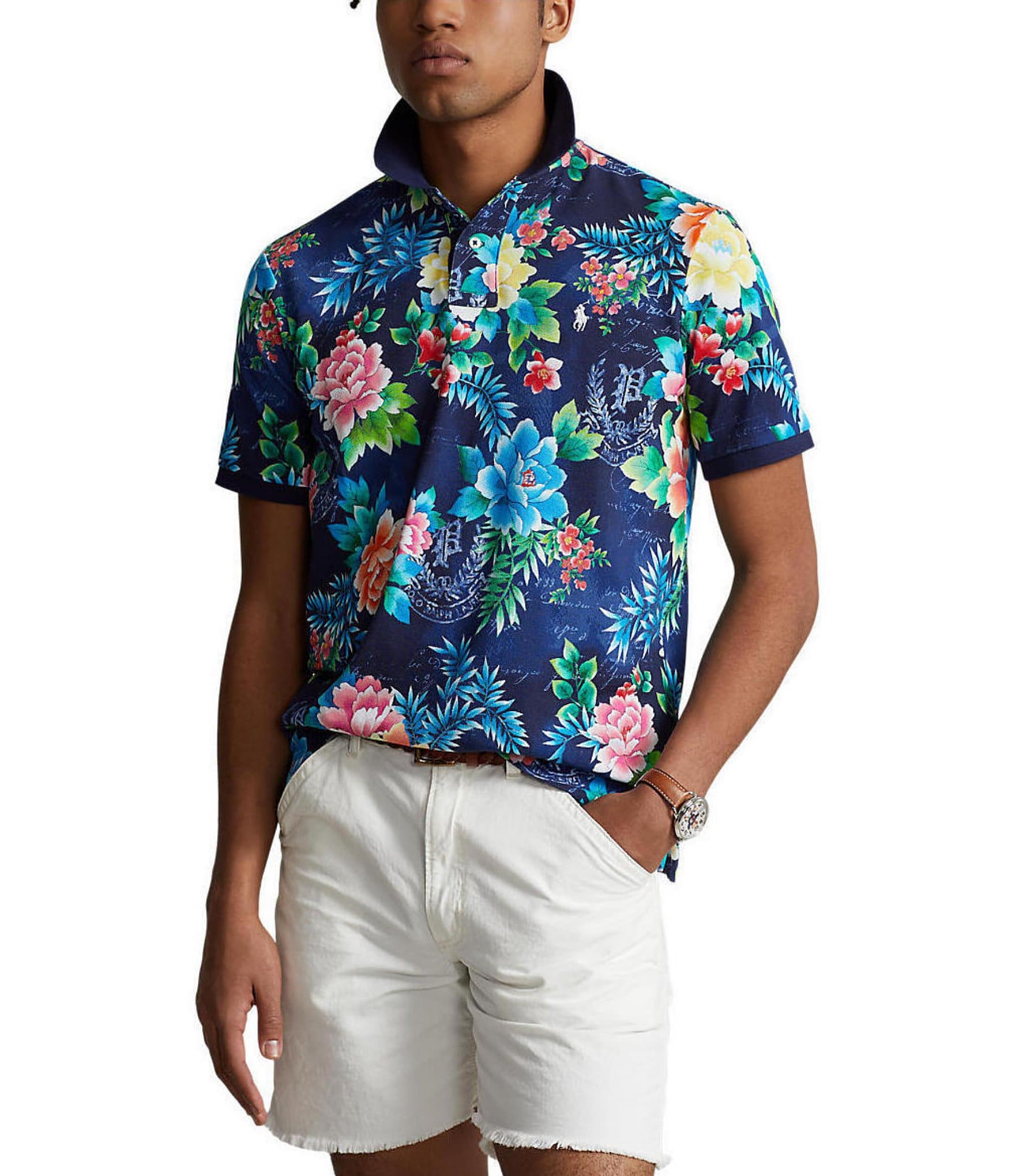 Polo Ralph Lauren Classic-Fit Floral Mesh Short-Sleeve Polo Shirt |  Dillard's
