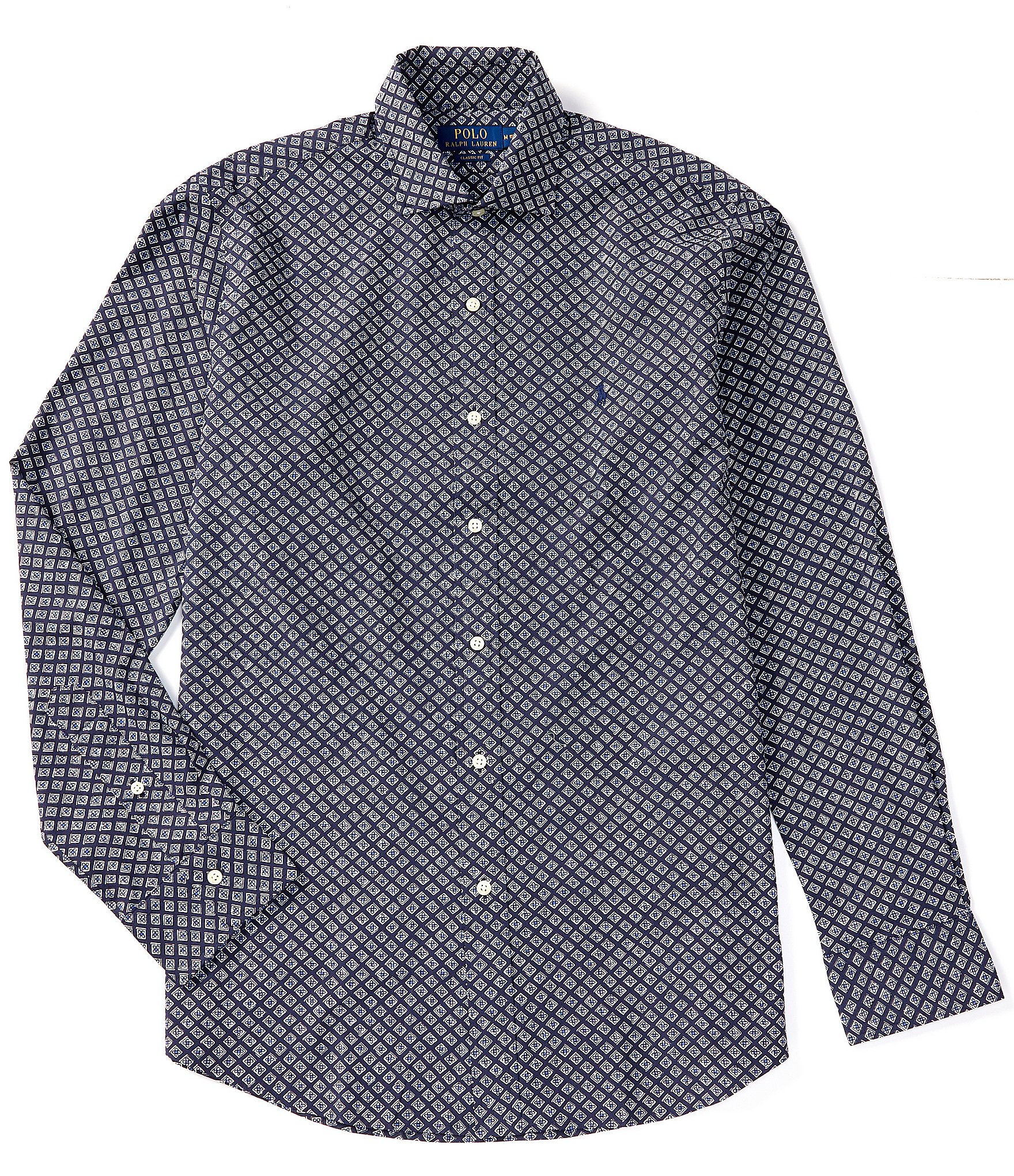 Polo Ralph Lauren Classic Fit Foulard Print Stretch Poplin Long Sleeve Woven Shirt