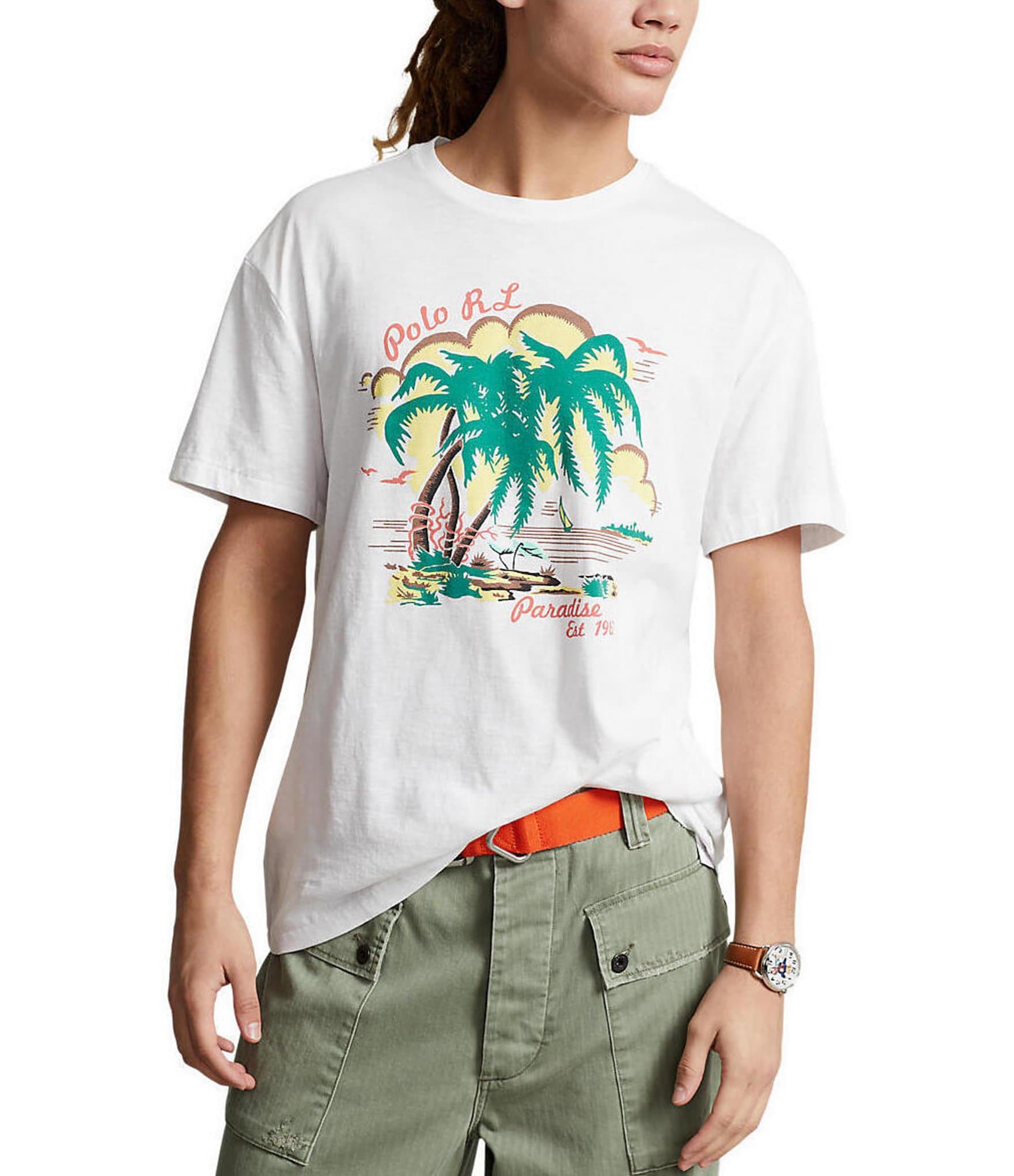Polo Ralph Lauren Classic-Fit Paradise Graphic Jersey Short-Sleeve Tee ...