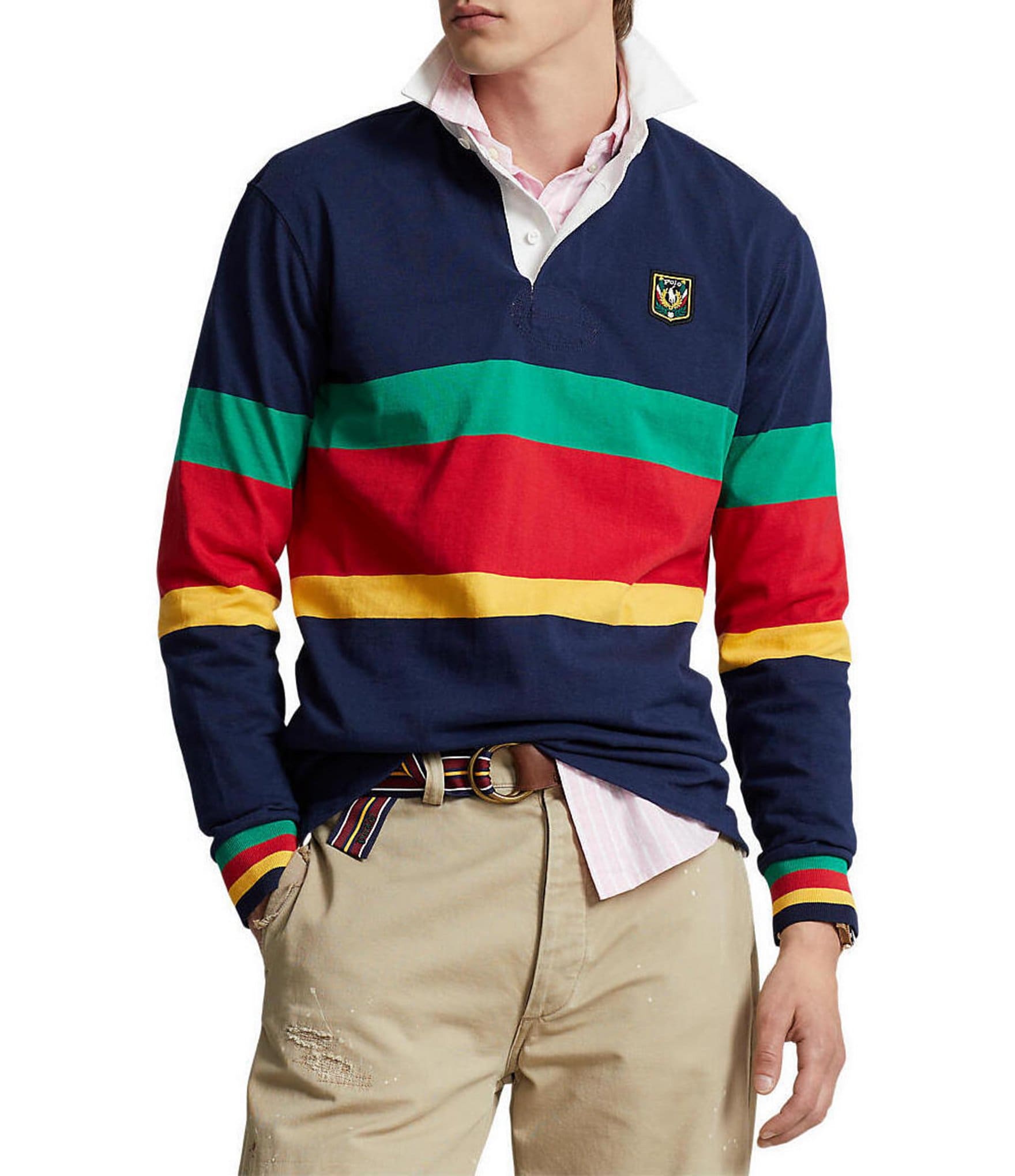 Polo Ralph Lauren Classic Fit Laurel Crest Rugby Long Sleeve Polo Shirt |  Dillard's