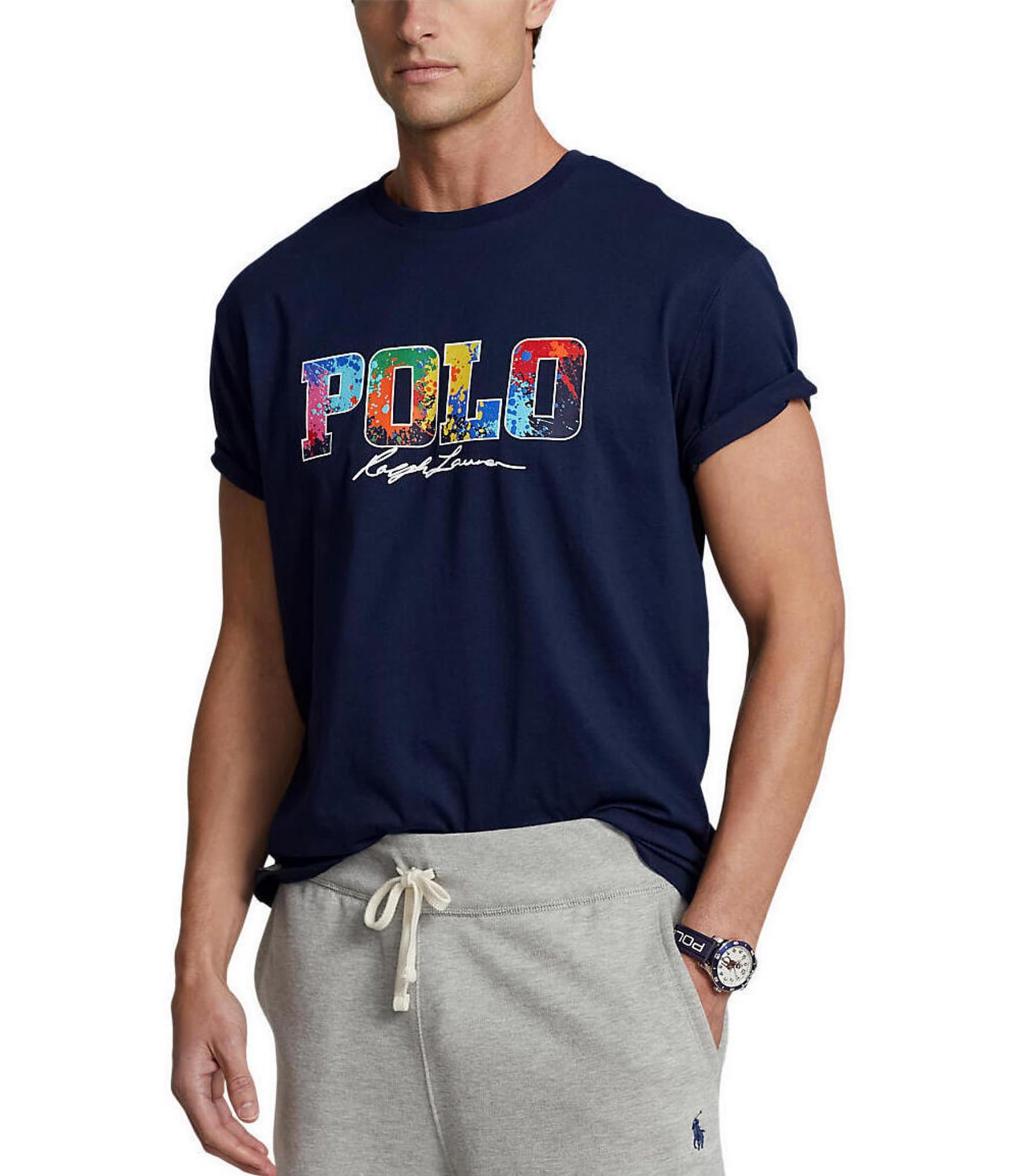 Polo Ralph Lauren Classic-Fit Color Block Logo Print Short-Sleeve Tee