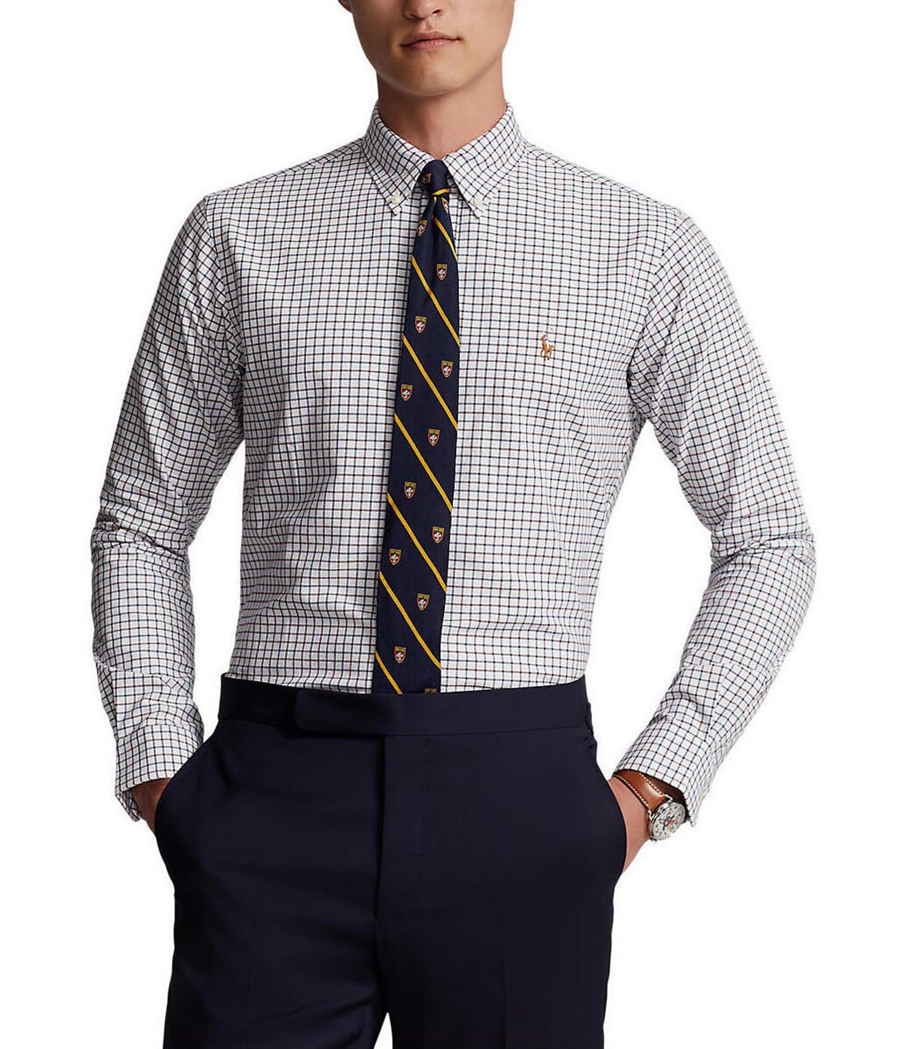 Polo Ralph Lauren Classic-Fit Mini Check Oxford Long Sleeve Woven Shirt